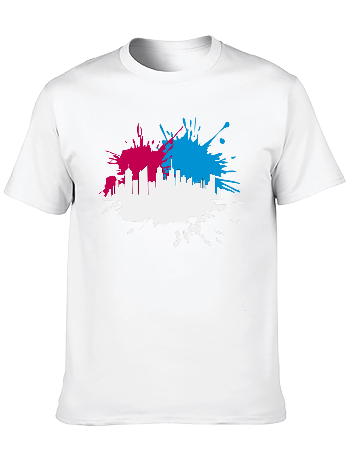 Black Cityscape Splash Men's Black T-Shirt view 10