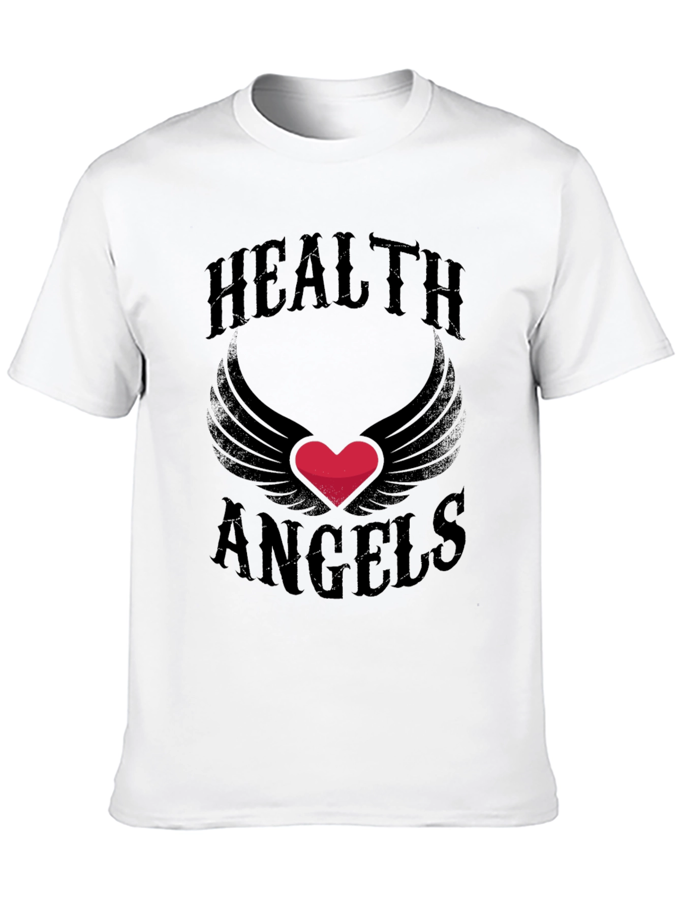 Black Health Angels T-Shirt - Graphic Heart Wings Tee view 10