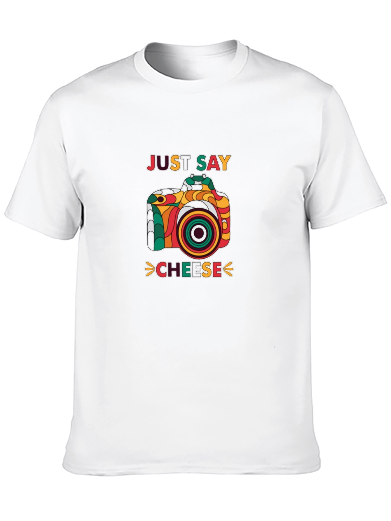 Black Just Say Cheese Retro Camera Graphic T-Shirt view 10