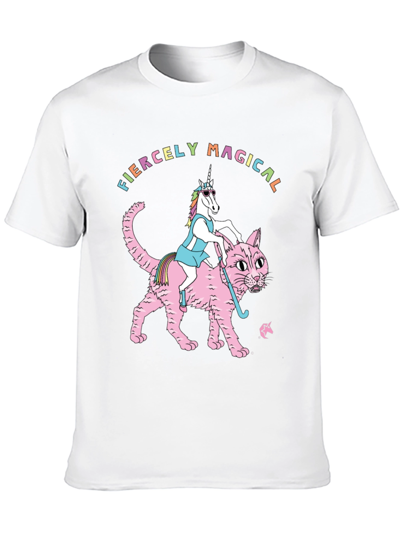 Black Fiercely Magical Unicorn Riding Cat Graphic Tee view 10