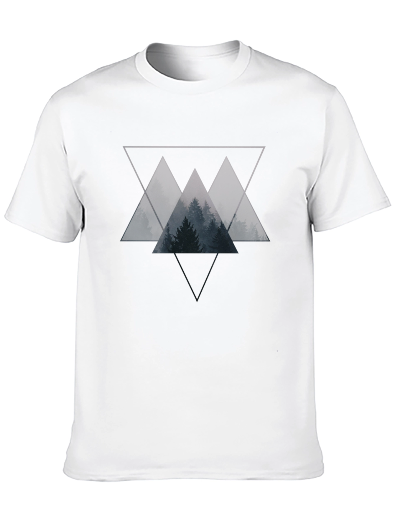 Black Geometric Forest Graphic Tee - Black Cotton Blend view 10