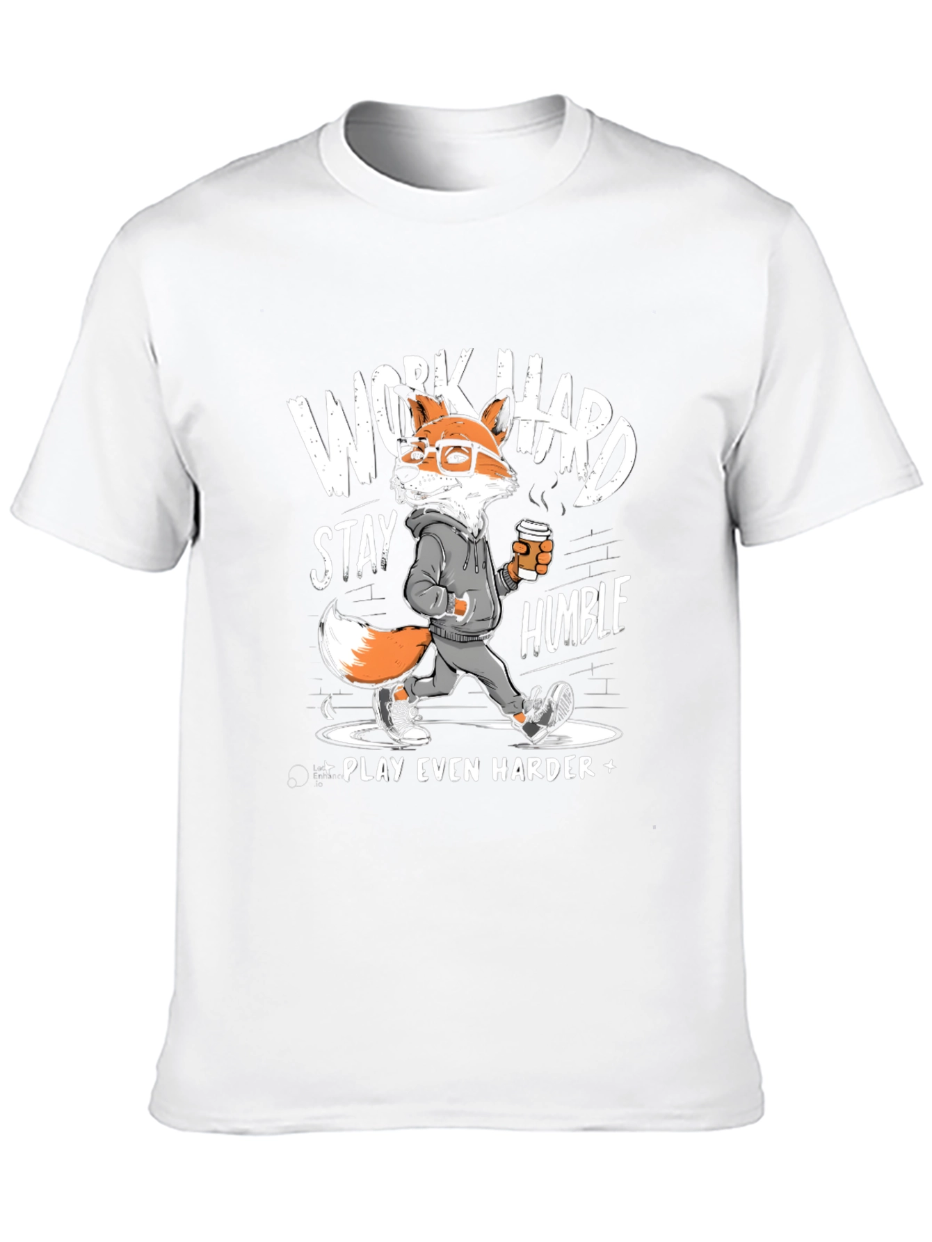 Black Work Hard Stay Humble Fox Graphic Tee view 10