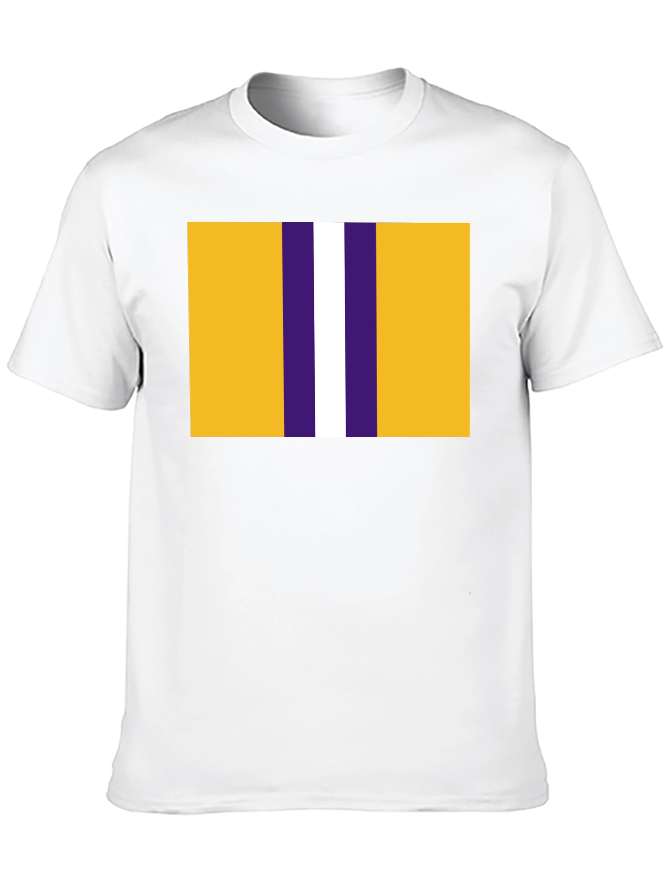 Black Striped Graphic T-Shirt - Gold, Purple, and White Design view 10
