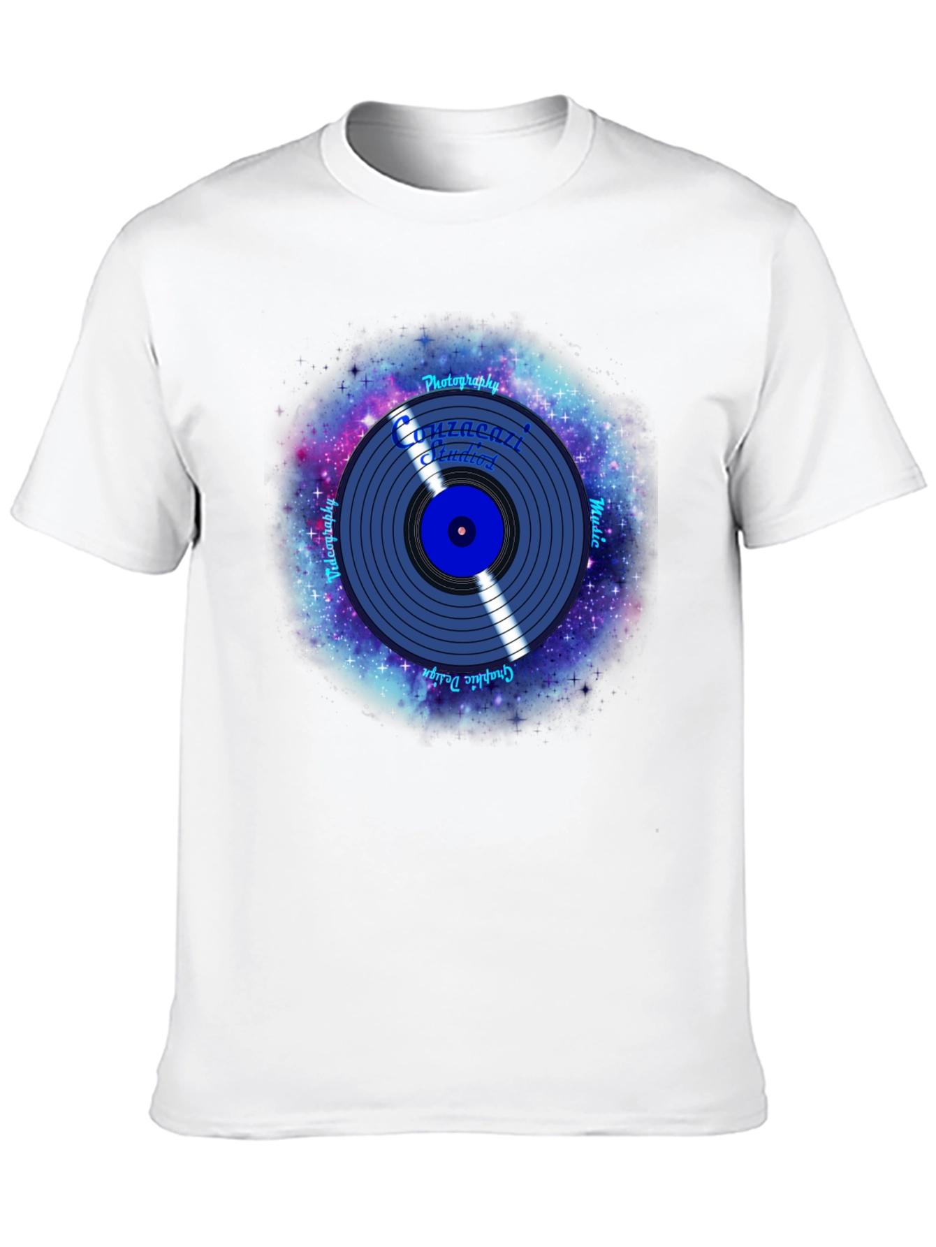 Black Galaxy Vinyl Record Graphic T-Shirt view 10