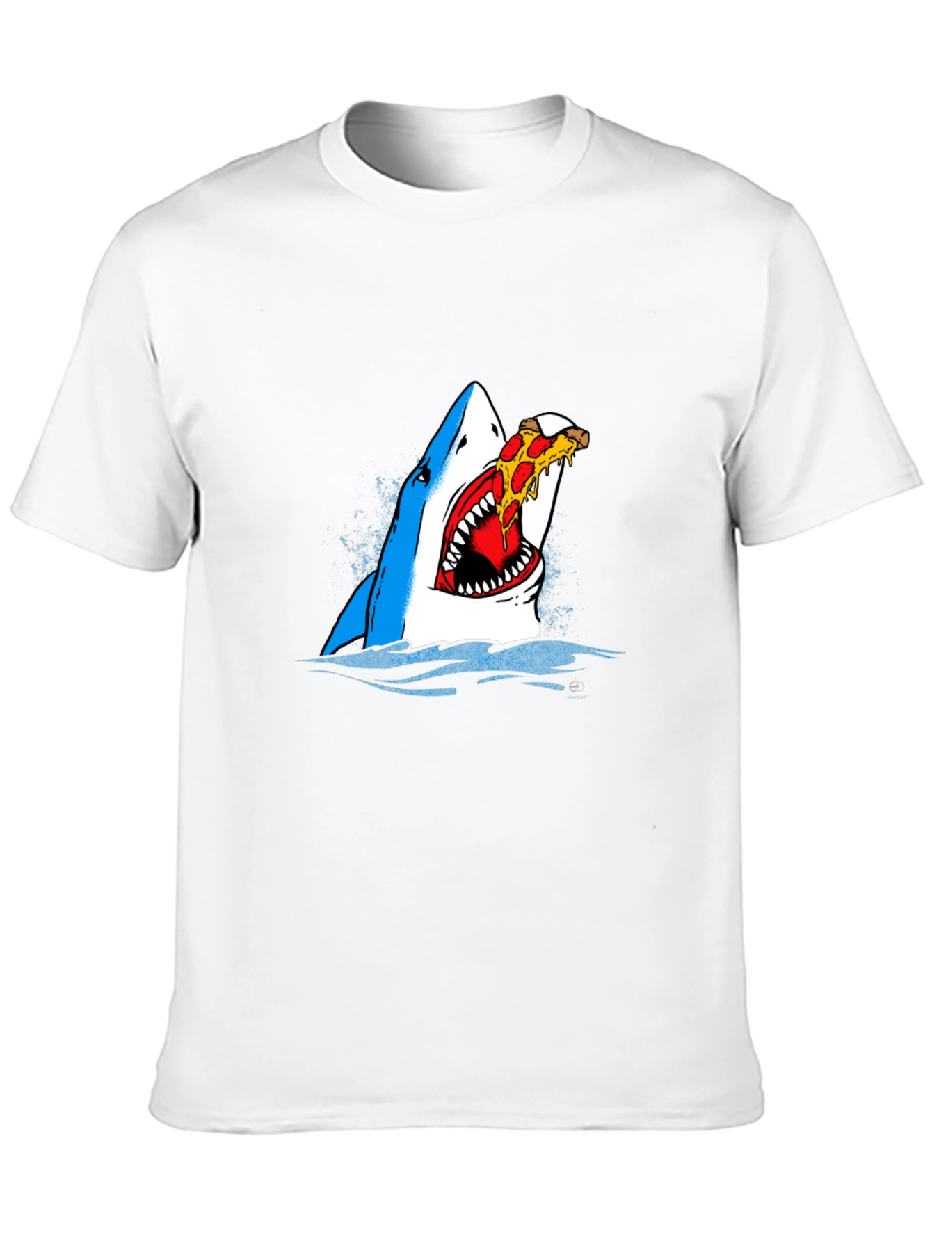 Black Shark Eating Pizza Graphic Tee - Novelty T-Shirt view 10