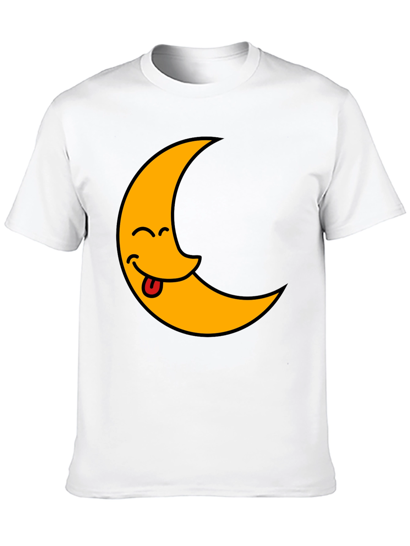Black Funny Crescent Moon Tongue T-Shirt view 10