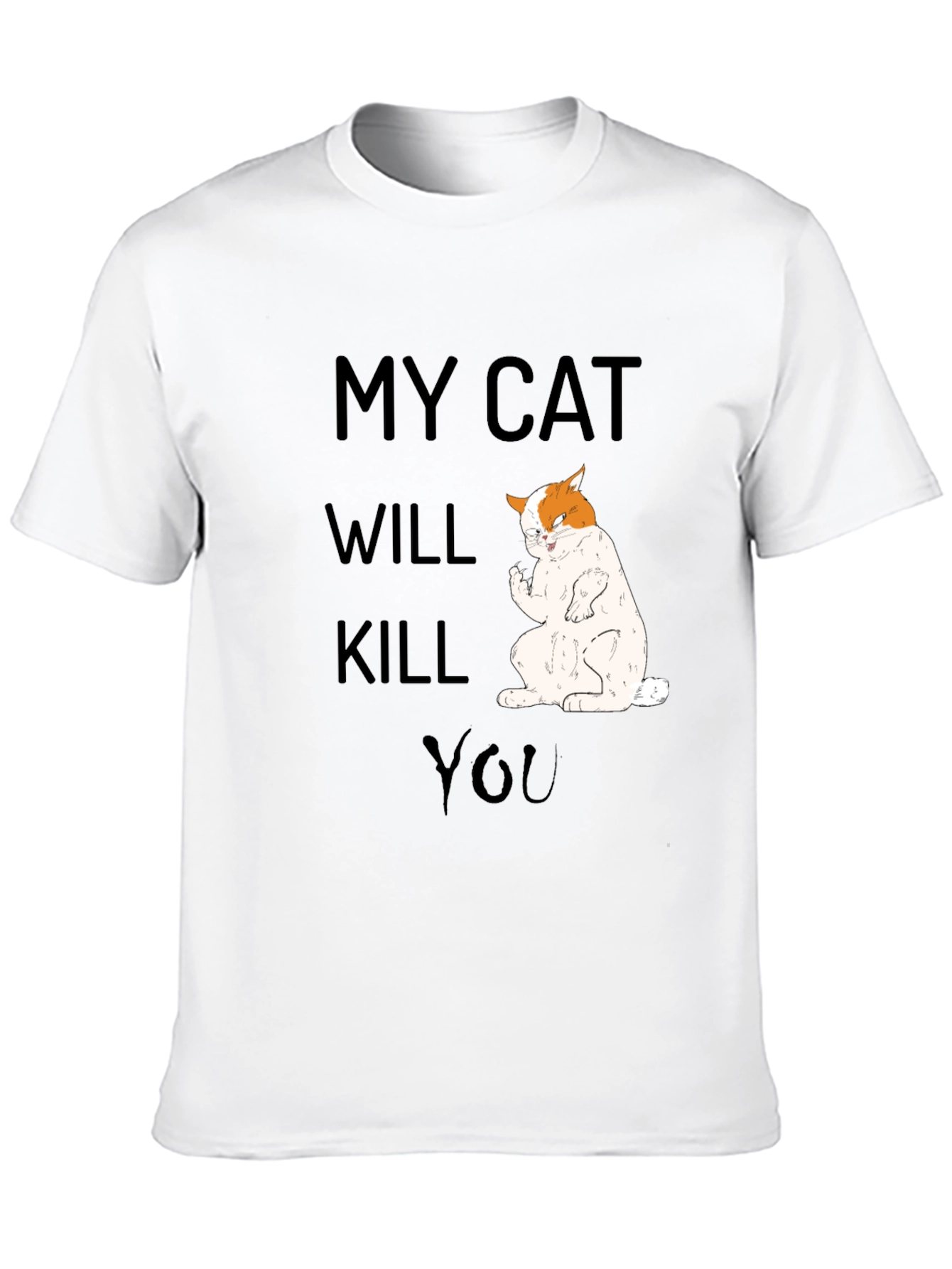 Black My Cat Will Kill You T-Shirt, Funny Cat Tee view 10