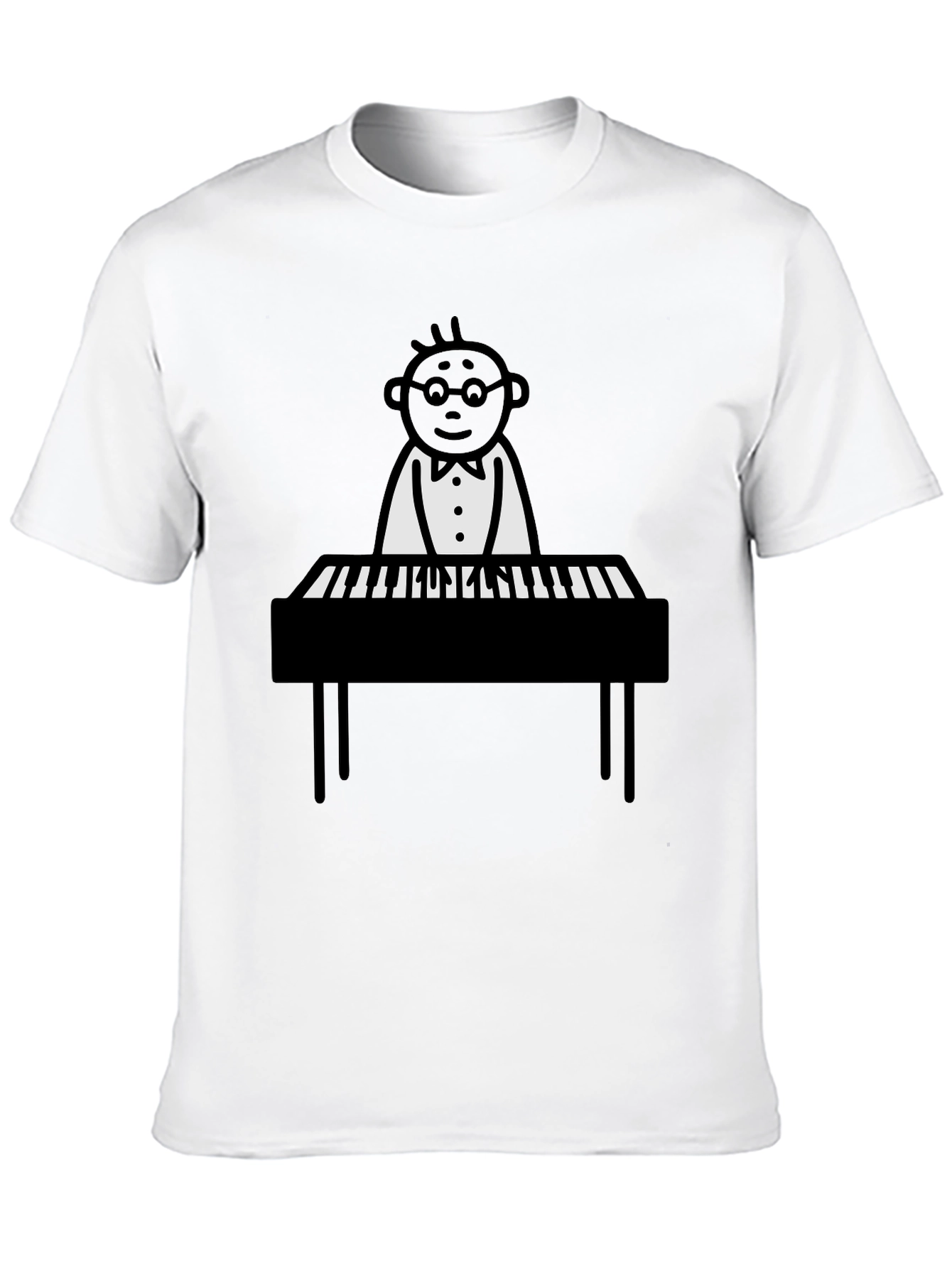 Black Piano Man Graphic Tee - Black Casual T-Shirt view 10