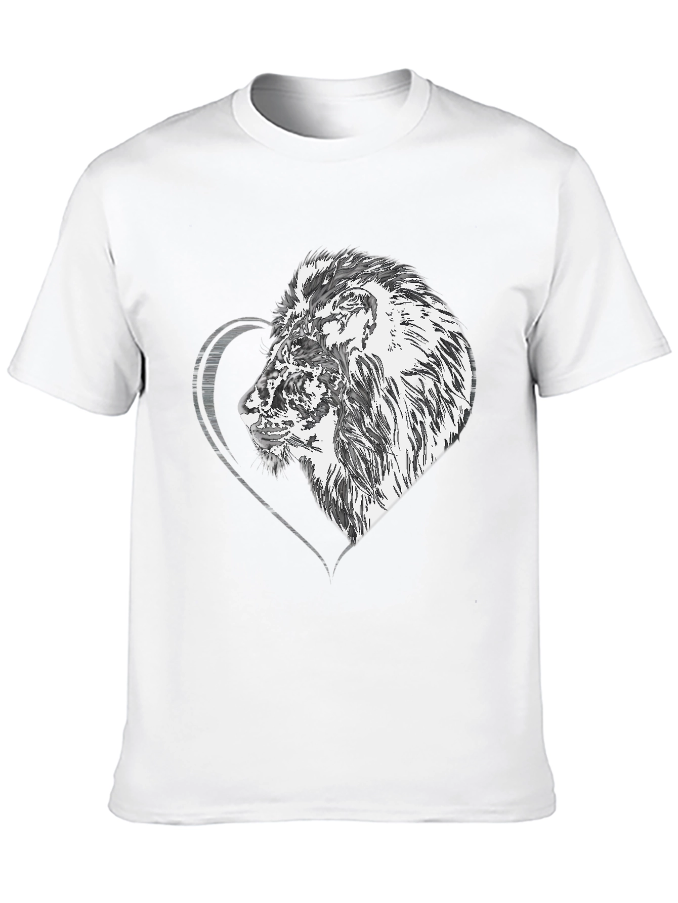 Black Lion Heart Graphic Tee - Black Unisex T-Shirt view 10