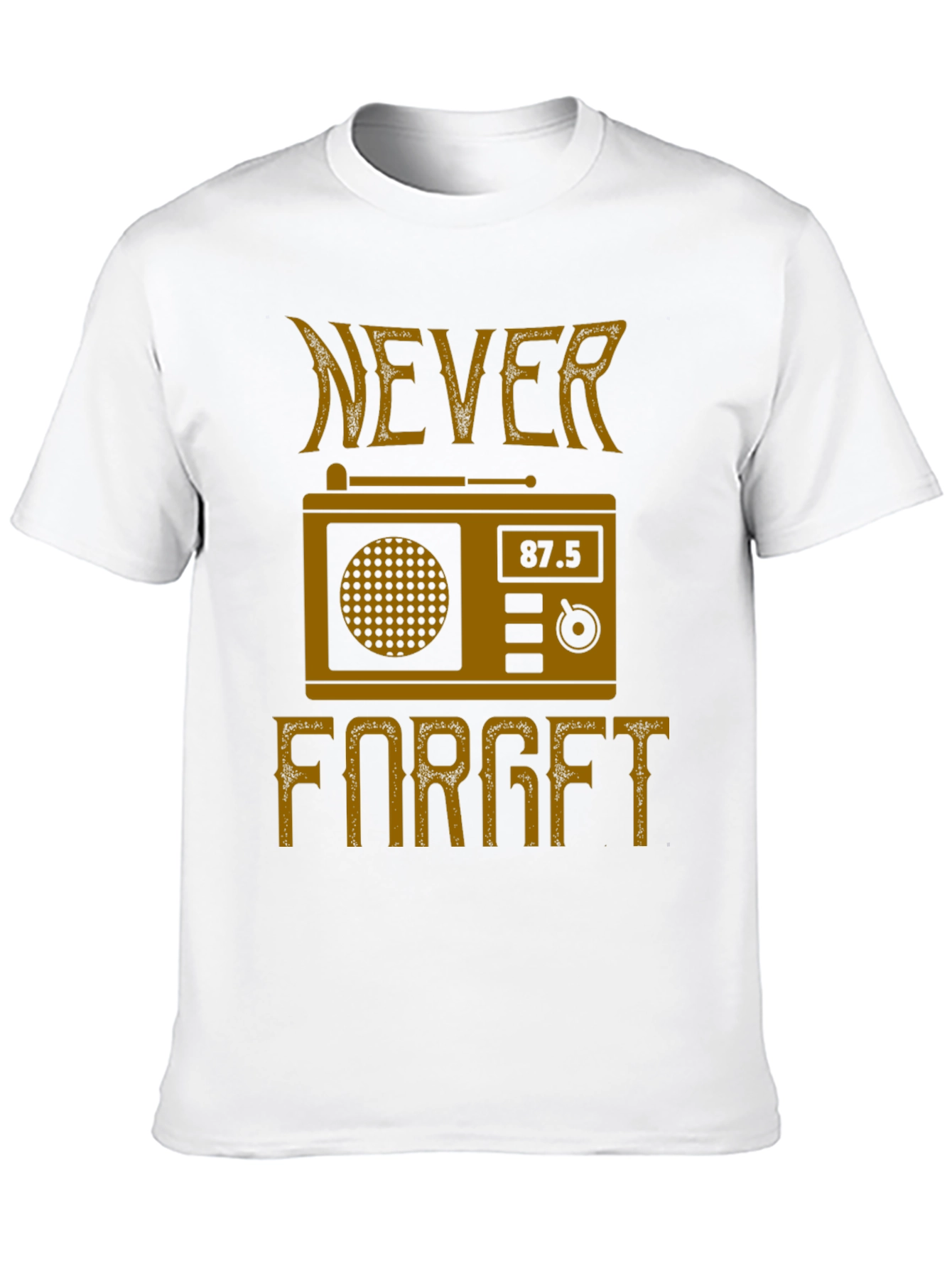 Black Retro Radio 'Never Forget' Graphic T-Shirt view 10