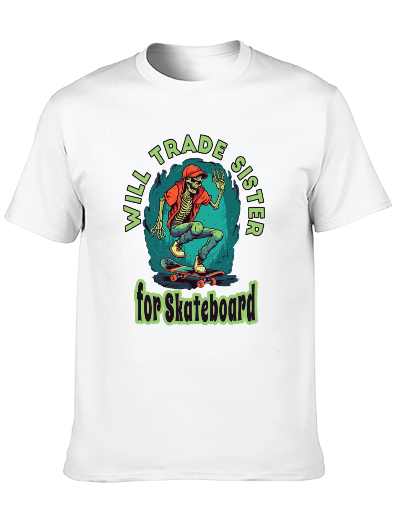Black Will Trade Sister for Skateboard Graphic T-Shirt view 10