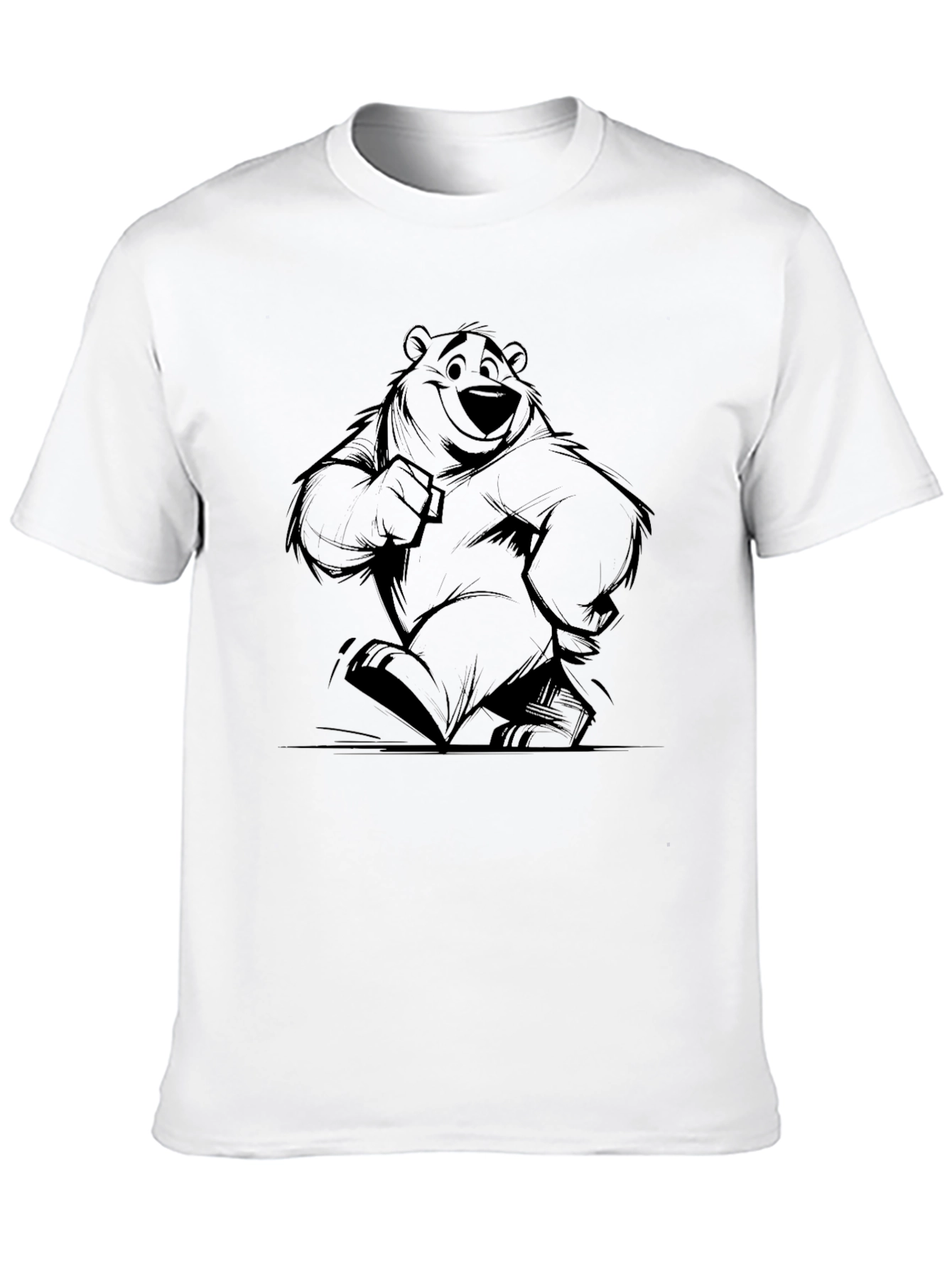 Black Cartoon Bear Graphic Print T-Shirt view 10
