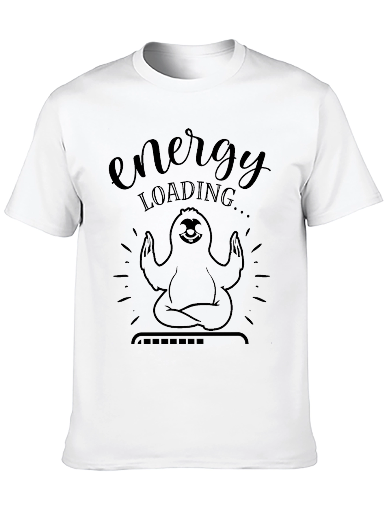 Black Energy Loading Sloth Graphic T-Shirt view 10