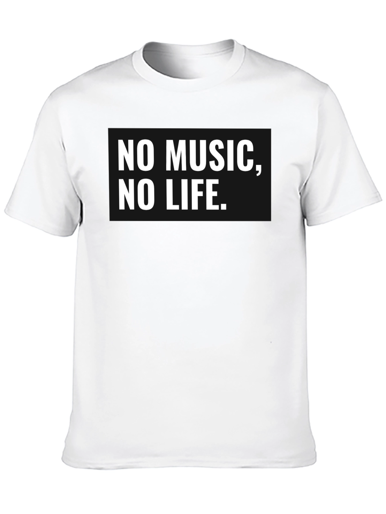 Black No Music, No Life T-Shirt - Black Cotton Tee view 10