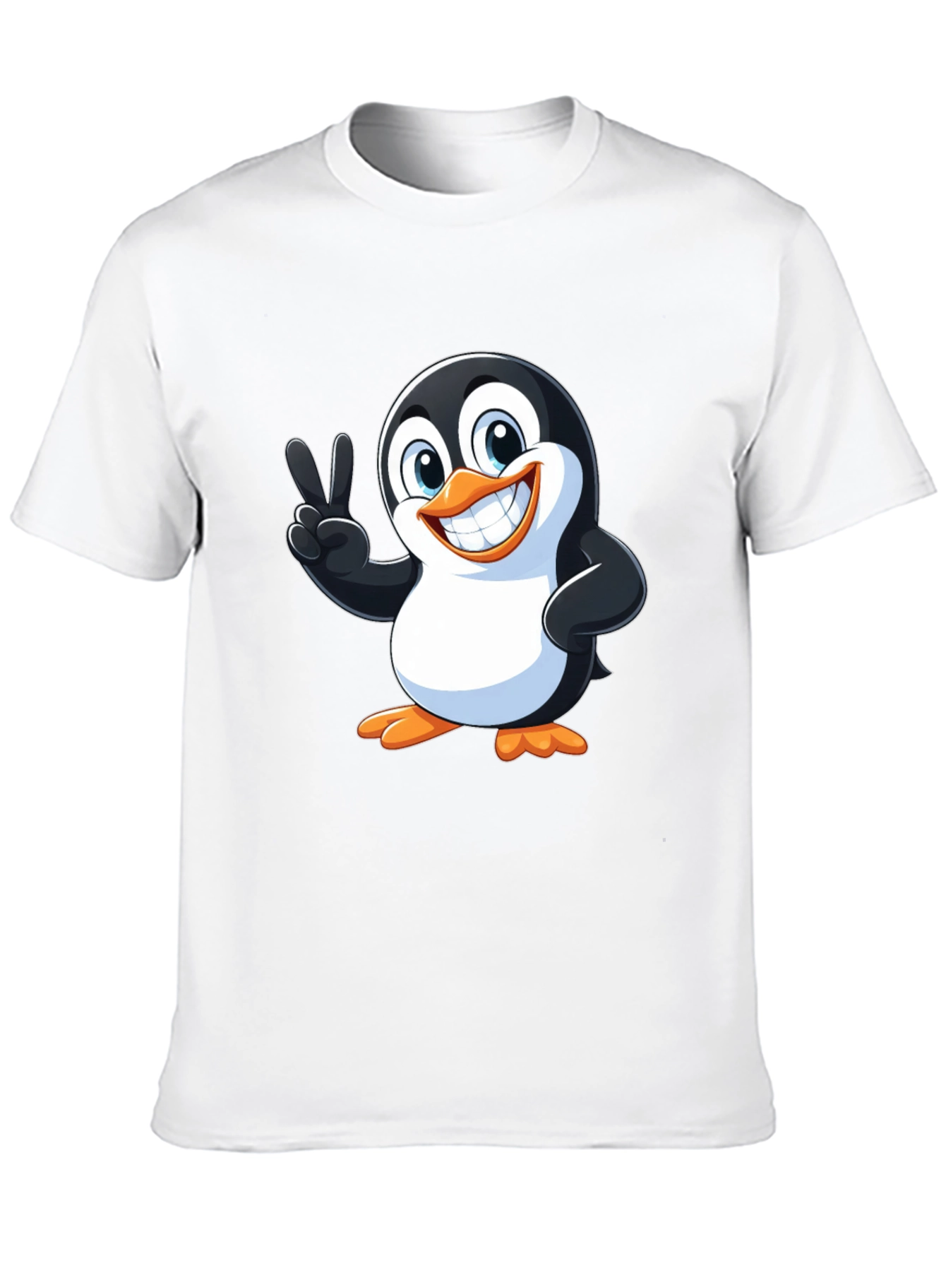 Black Cute Penguin Peace Sign Graphic T-Shirt view 10