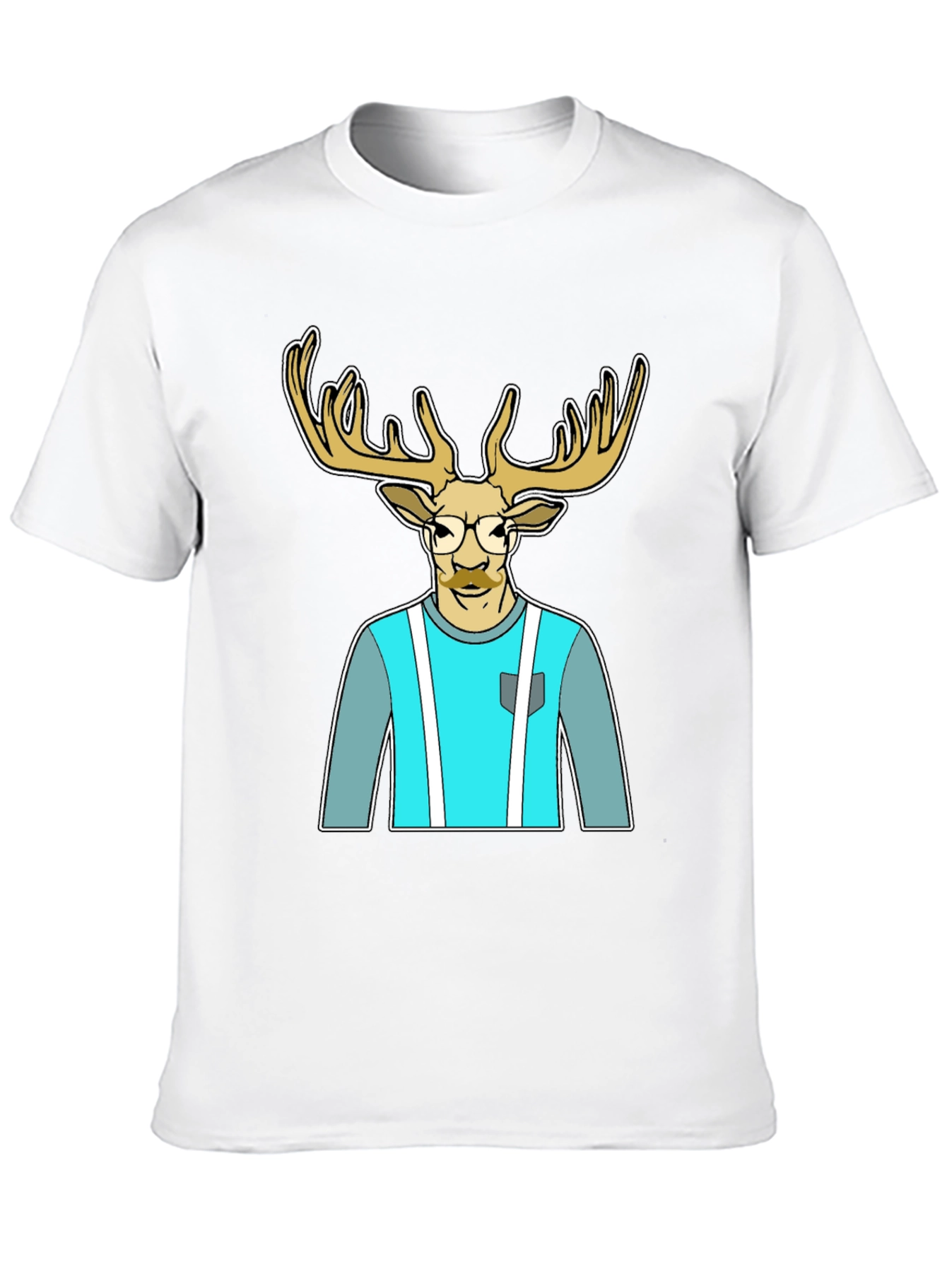 Black Stylish Deer Graphic Tee view 10