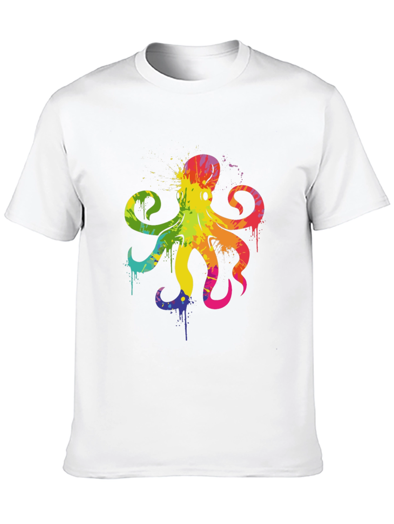 Black Rainbow Octopus Graphic T-Shirt - Men's Black Tee view 10