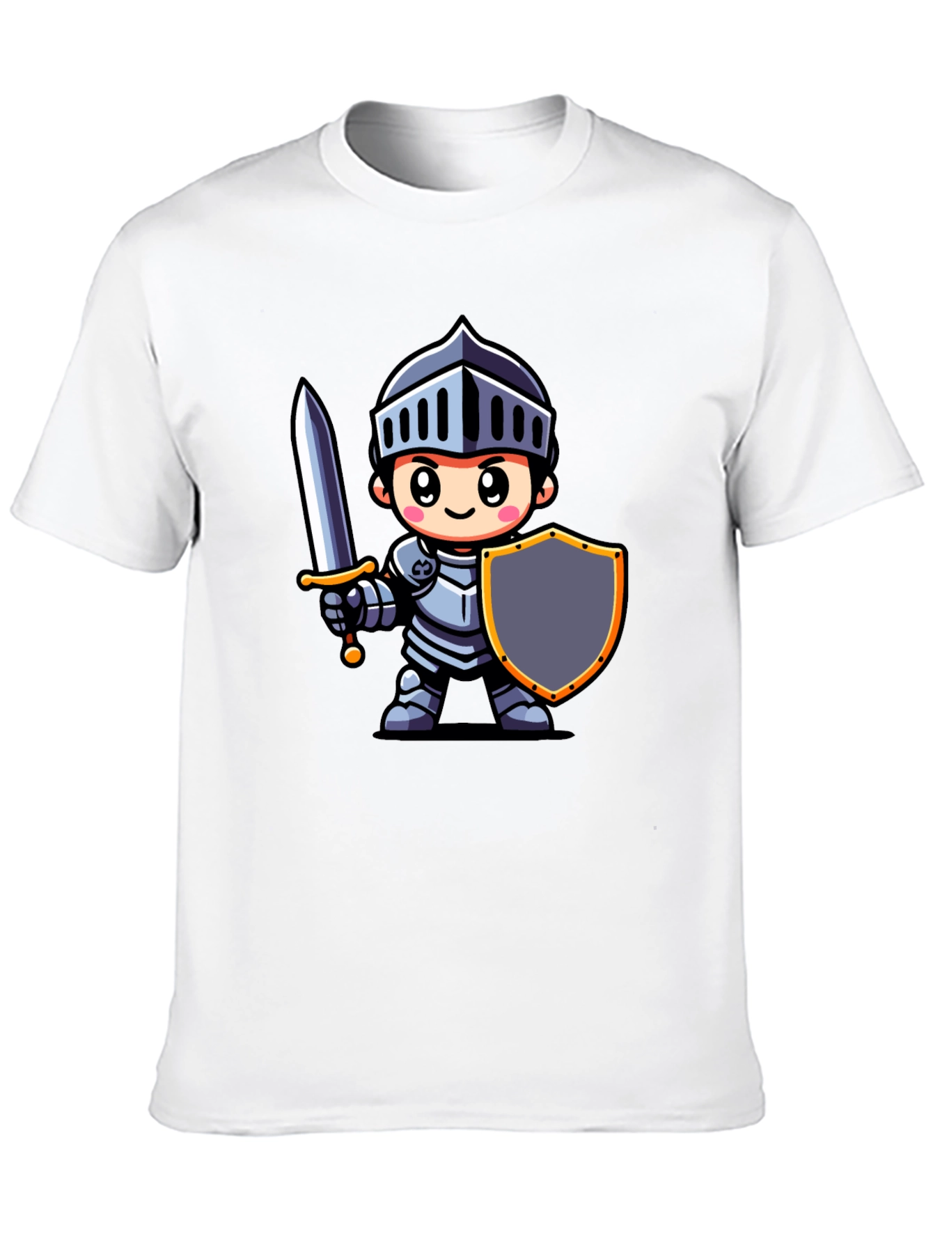 Black Cartoon Knight Graphic Tee - Black Cotton T-Shirt view 10
