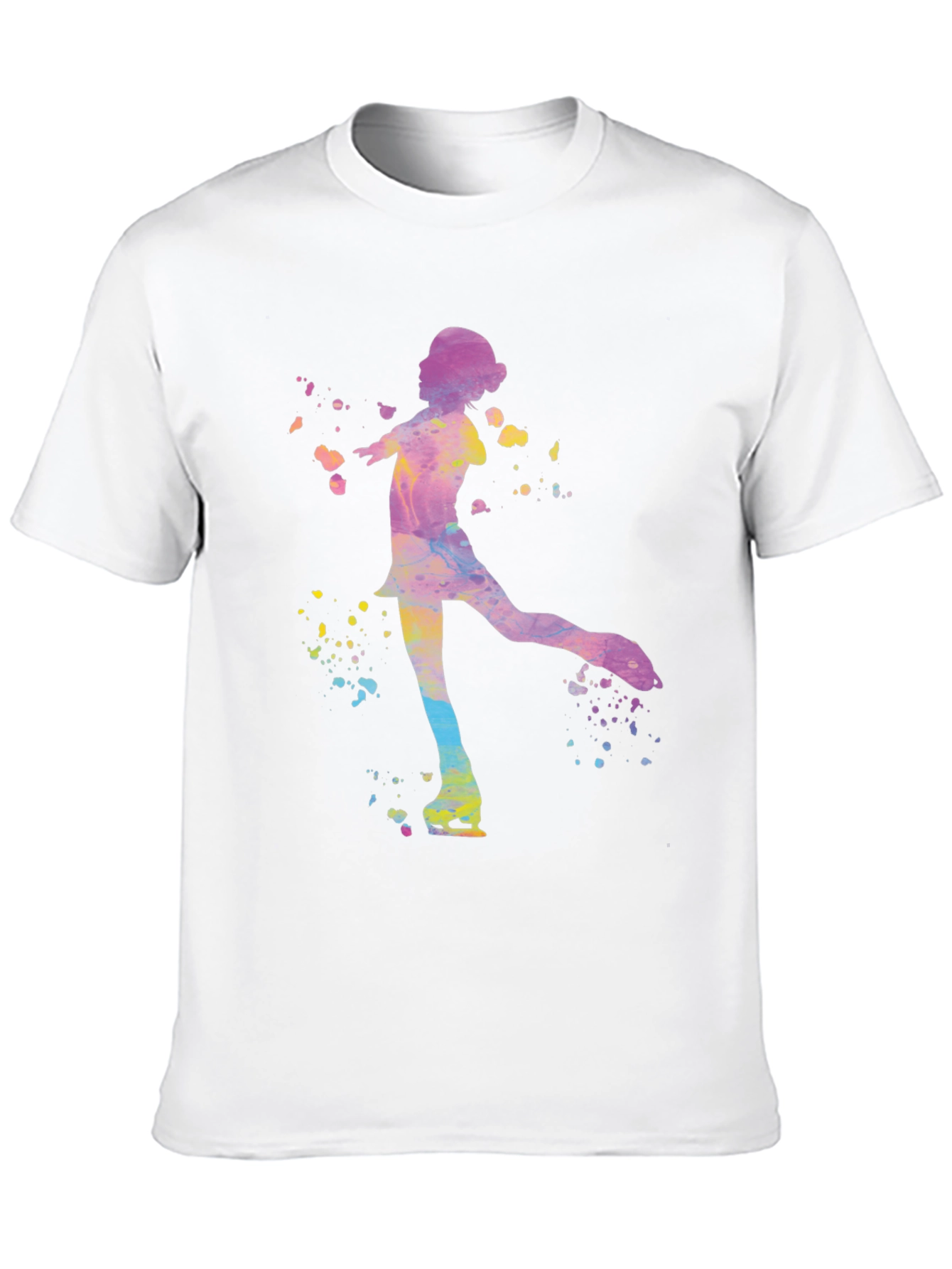 Black Watercolor Ice Skater Graphic Tee - Black Unisex T-Shirt view 10