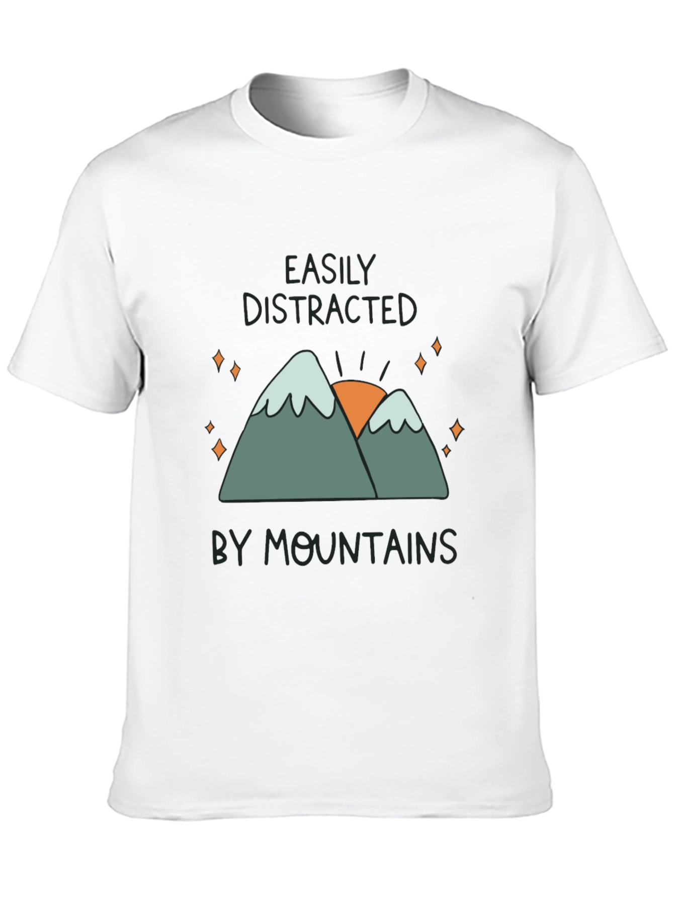 Black Easily Distracted By Mountains Graphic T-Shirt view 10
