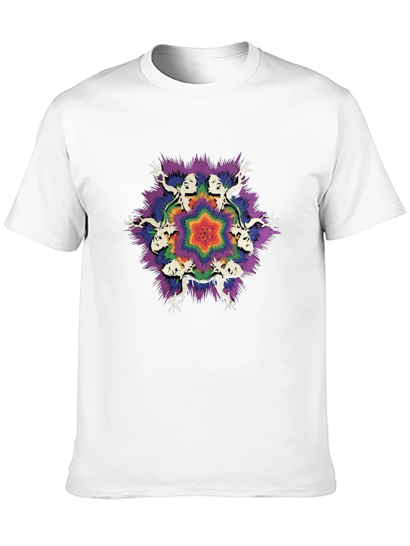 Black Psychedelic T-Shirt with Abstract Figures view 10