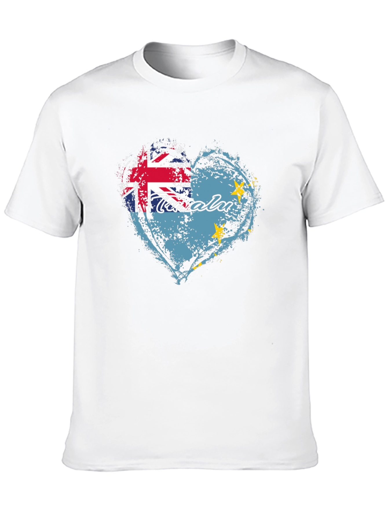 Black Tuvalu Flag Heart T-Shirt - Show Your Pride view 10