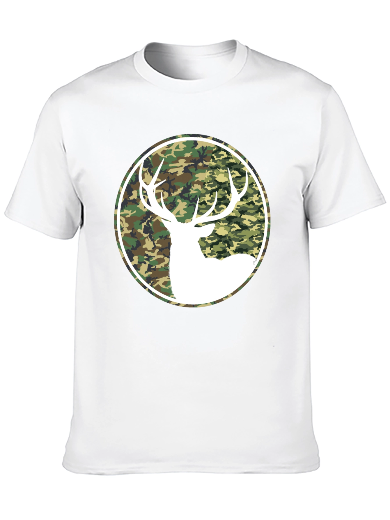 Black Camo Deer Graphic Tee - Black Cotton T-Shirt view 10