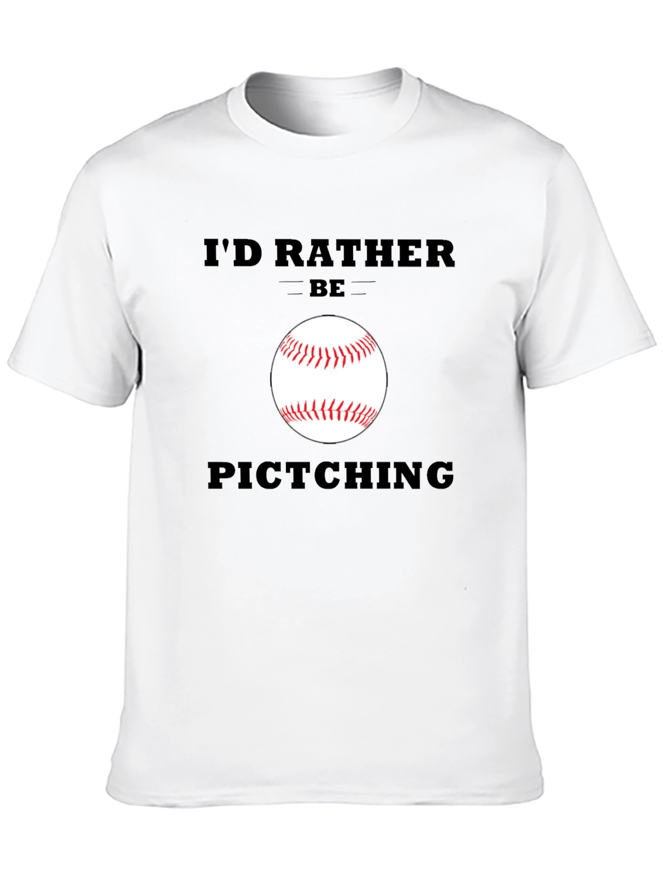 Black Funny Baseball T-Shirt - I'd Rather Be Pitching view 10