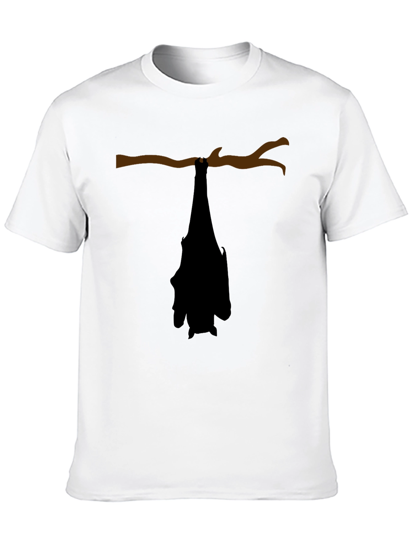 Black Hanging Bat Graphic Tee - Black Cotton Casual Top view 10