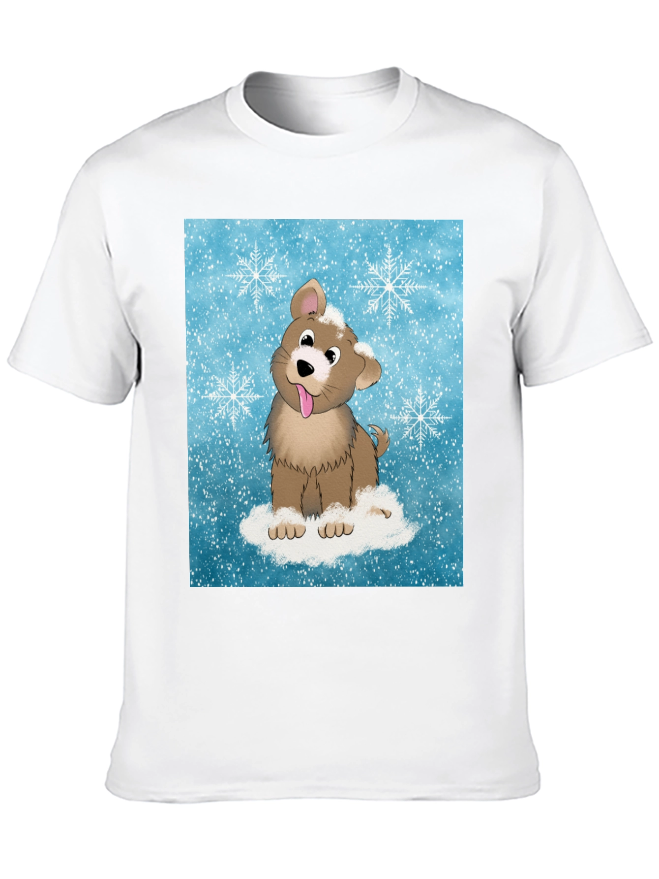 Black Cute Puppy Snowflake T-Shirt view 10