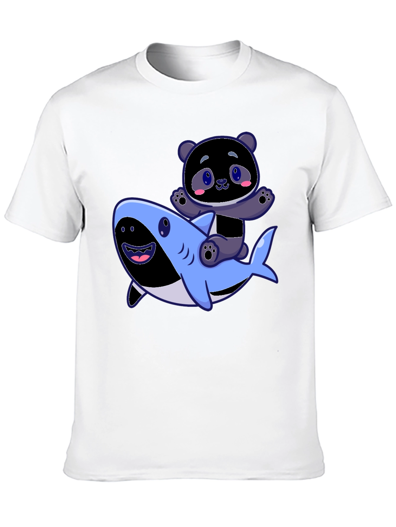 Black Panda Riding Shark Graphic Tee - Fun Black T-Shirt view 10