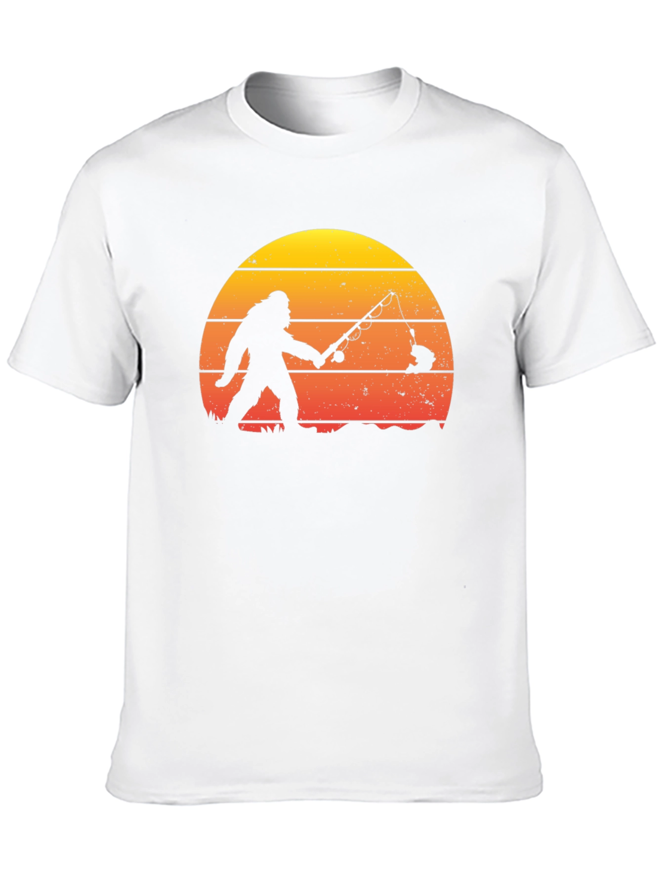 Black Bigfoot Fishing Sunset Graphic T-Shirt view 10