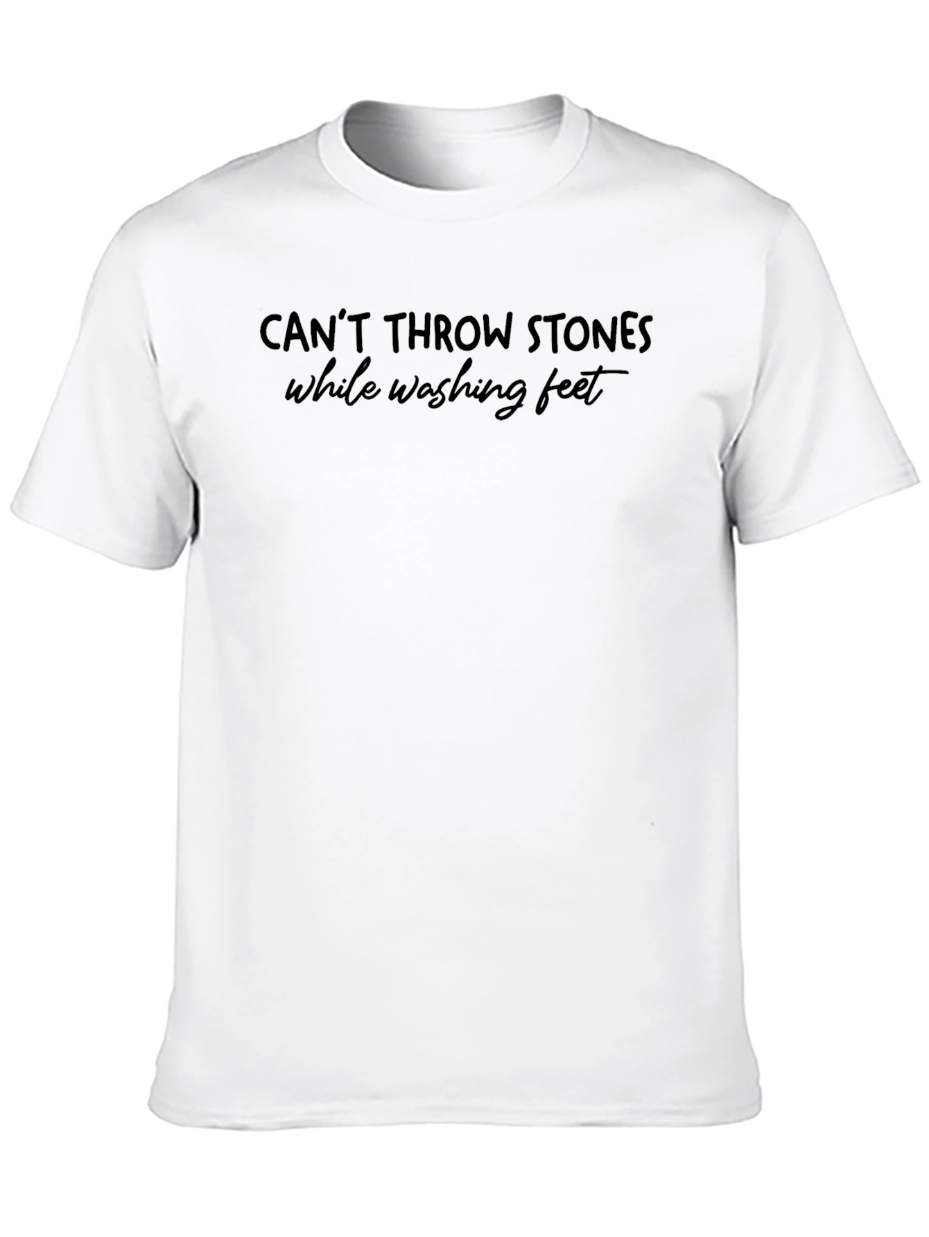 Black Men's Black Graphic T-Shirt - Can't Throw Stones view 10