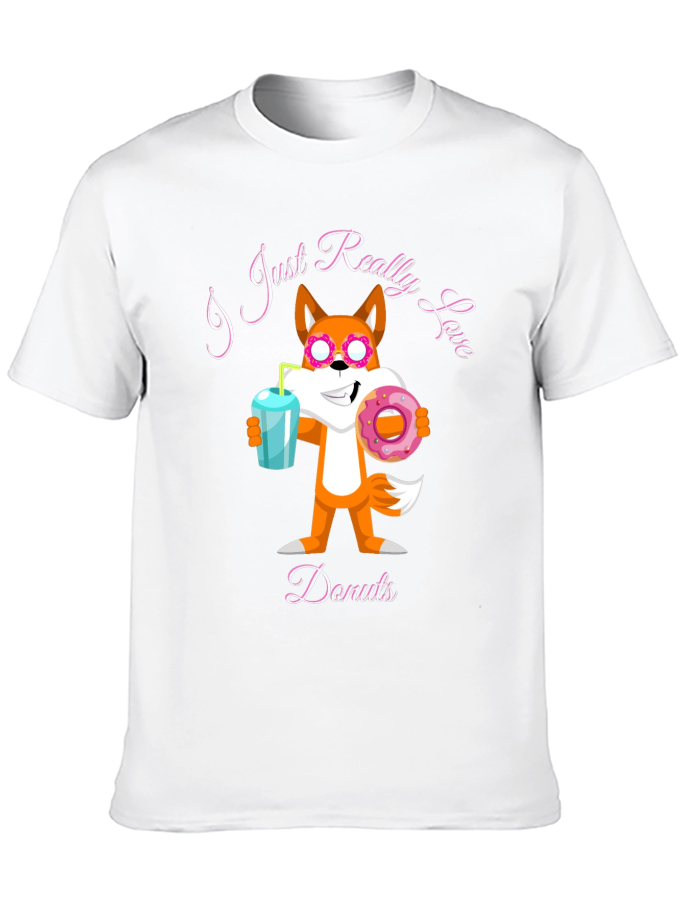 Black Funny Fox Loves Donuts Graphic T-Shirt view 10
