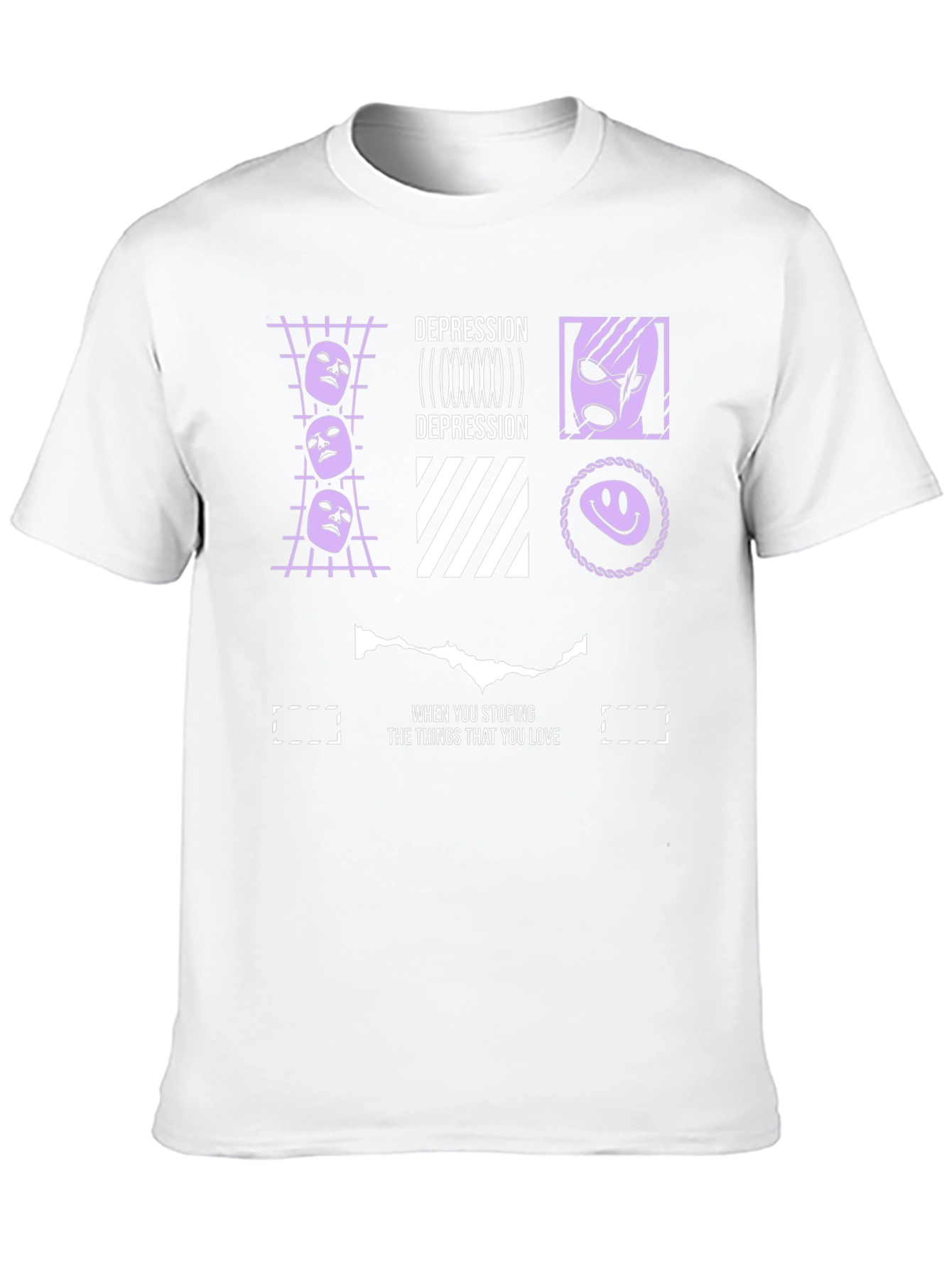 Black Depression Themed Graphic Print Black T-Shirt view 10