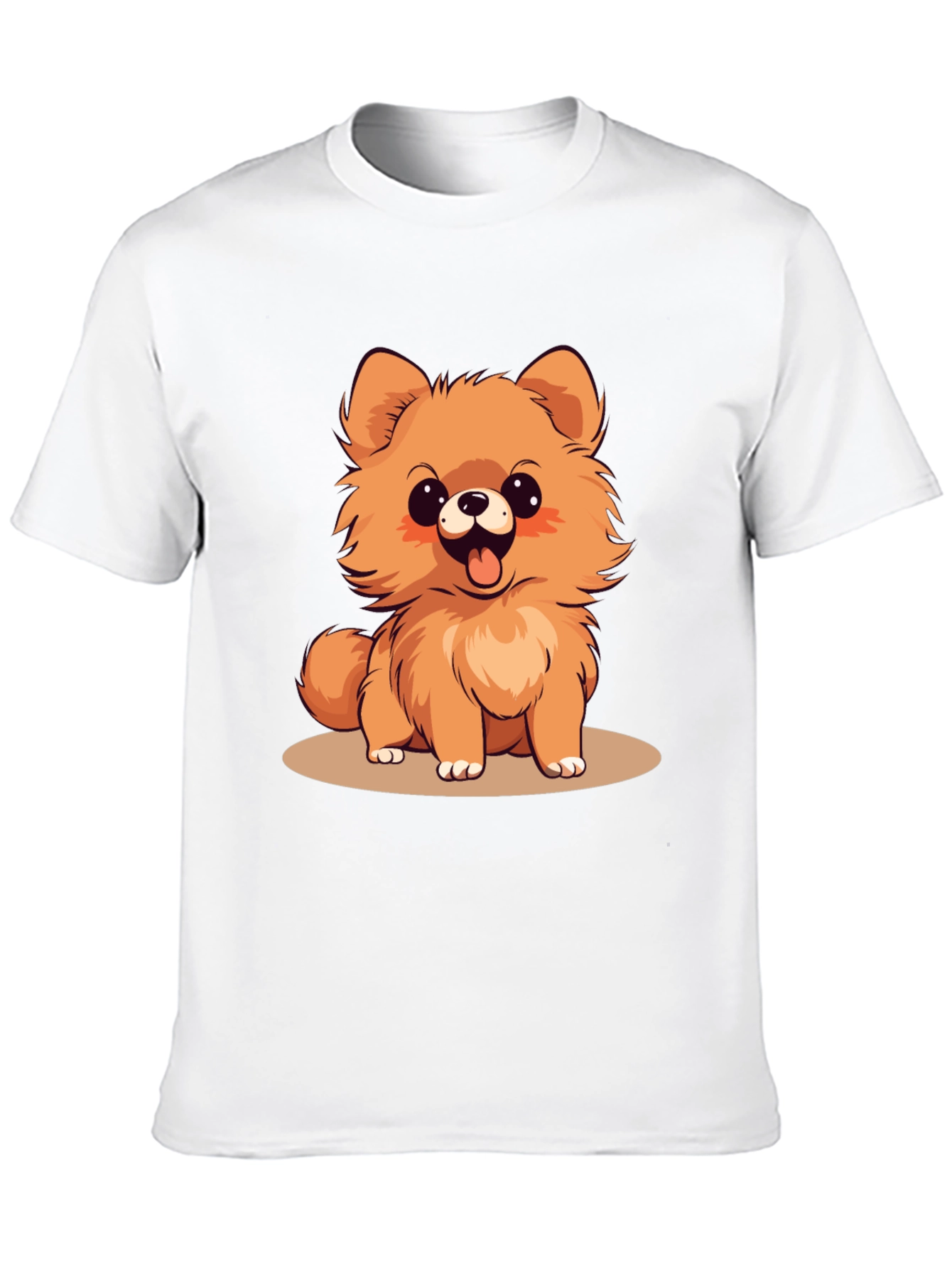 Black Cute Pomeranian Dog Cartoon Graphic T-Shirt view 10