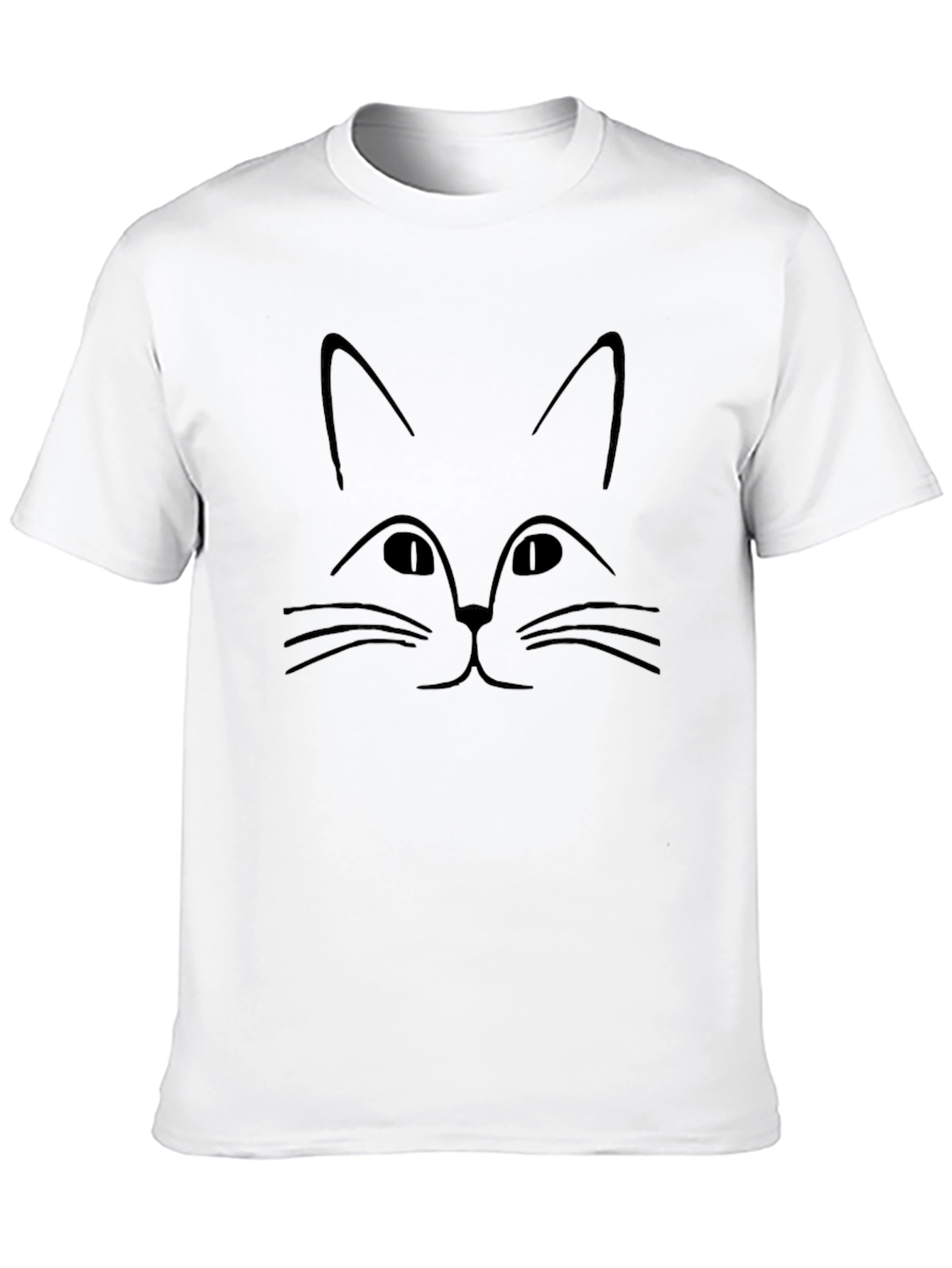 Black Minimalist Cat Face Graphic Black T-Shirt view 10