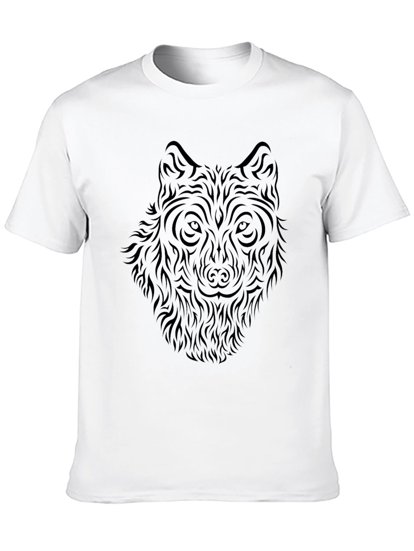 Black Wolf Tribal Graphic Print Black T-Shirt view 10