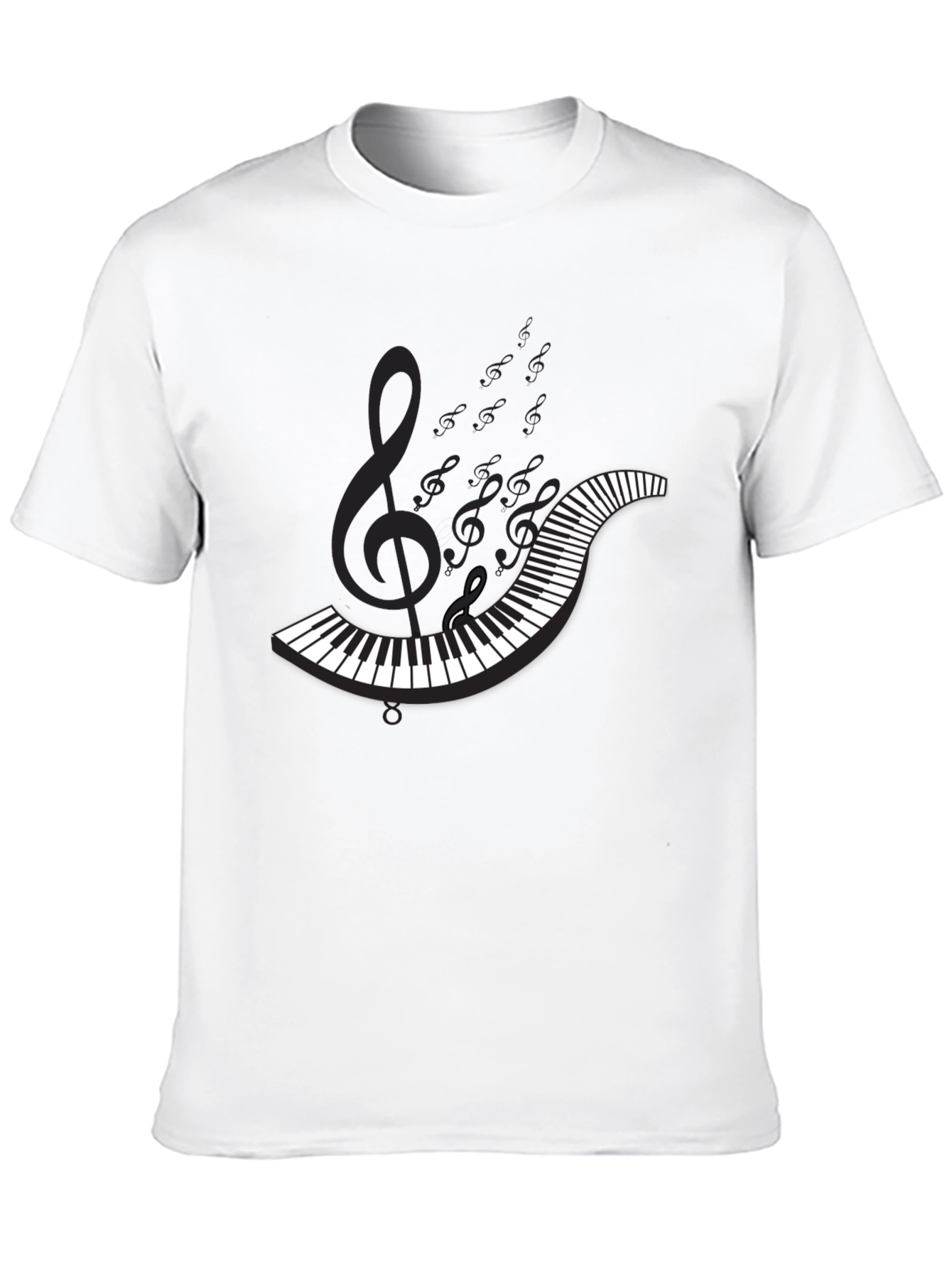 Black Piano Keys & Notes Black T-Shirt - Music Lover Apparel view 10