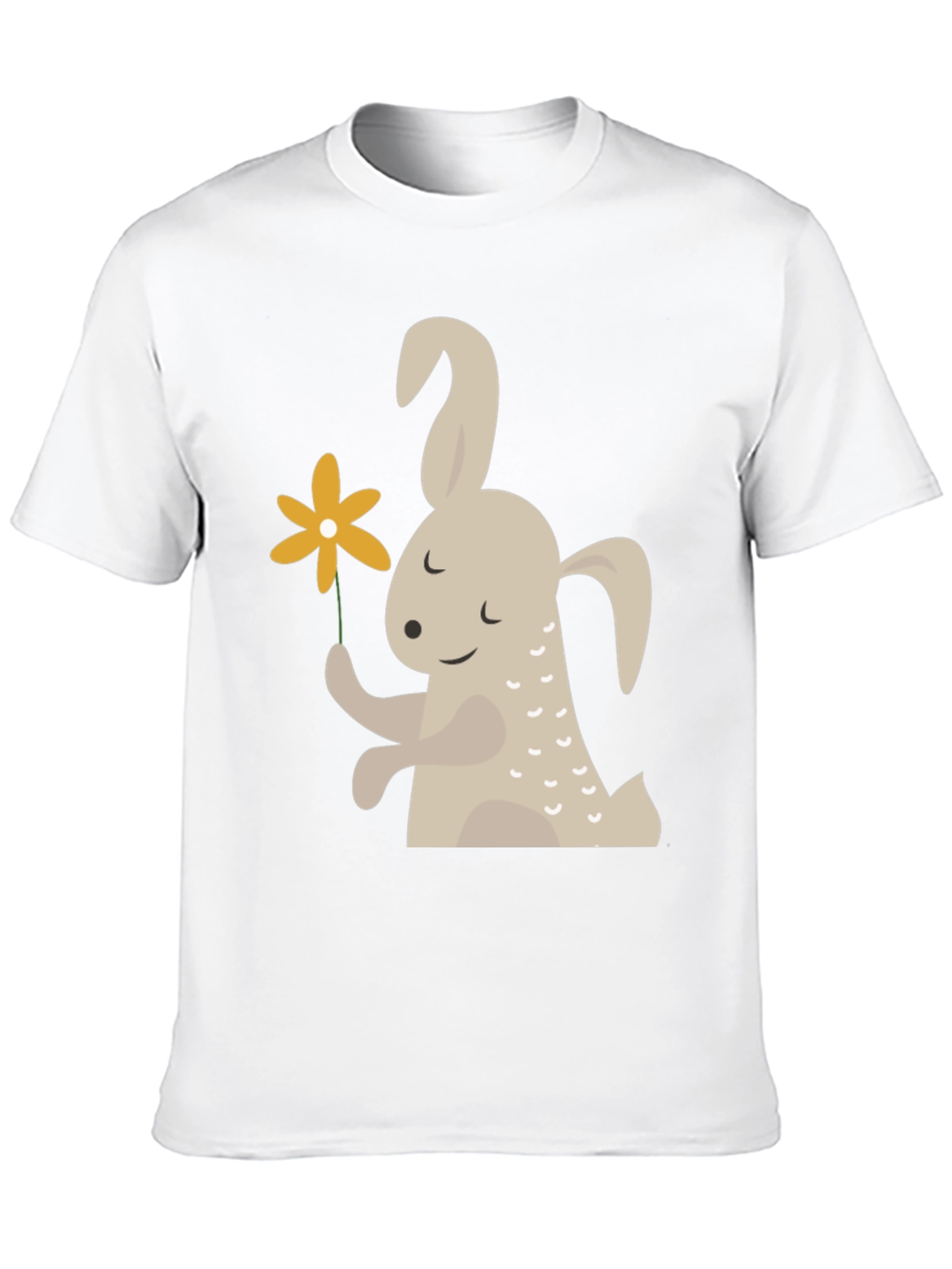 Black Cute Bunny Holding Flower Graphic T-Shirt view 10