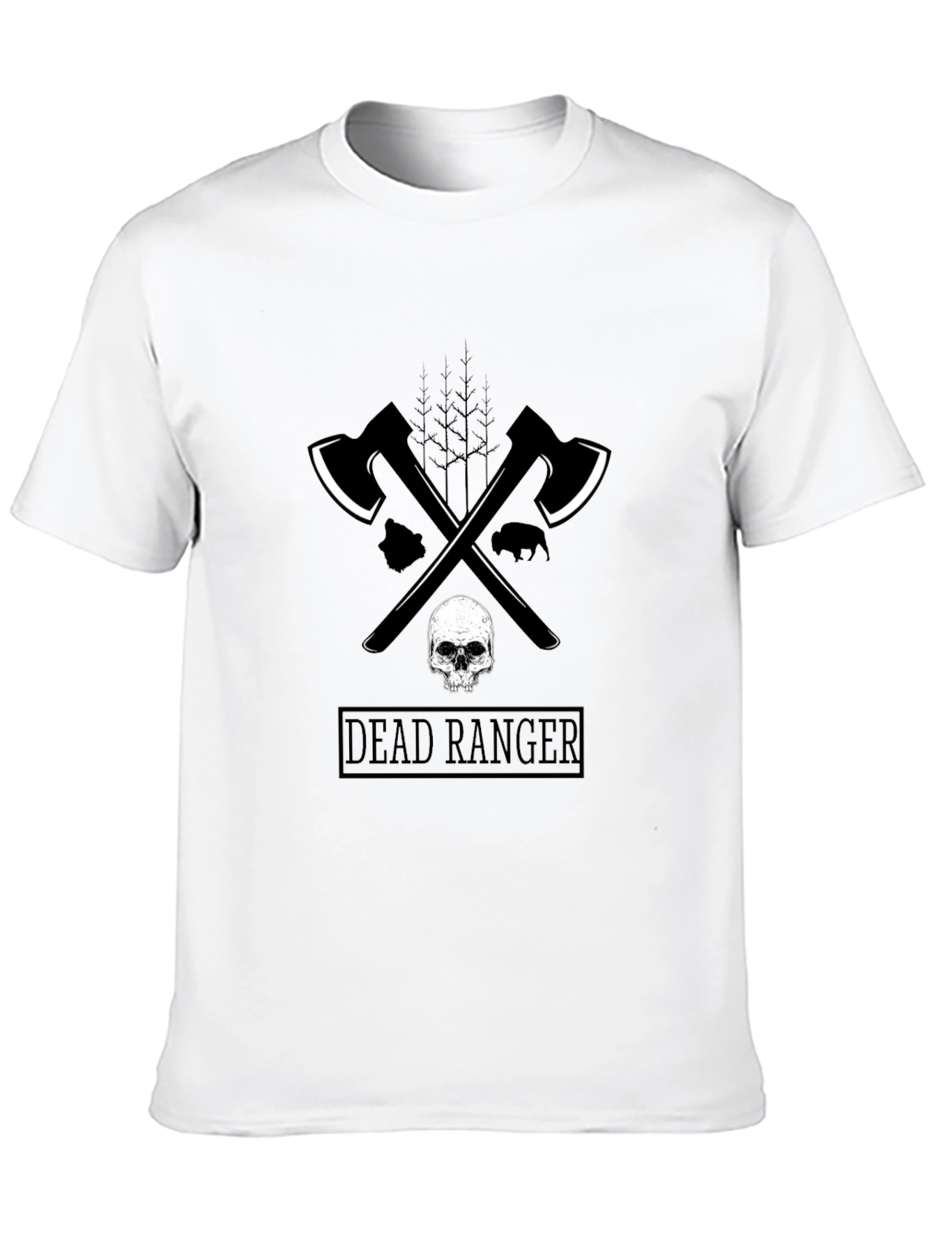 Black Dead Ranger Graphic T-Shirt - Axe & Skull Design view 10