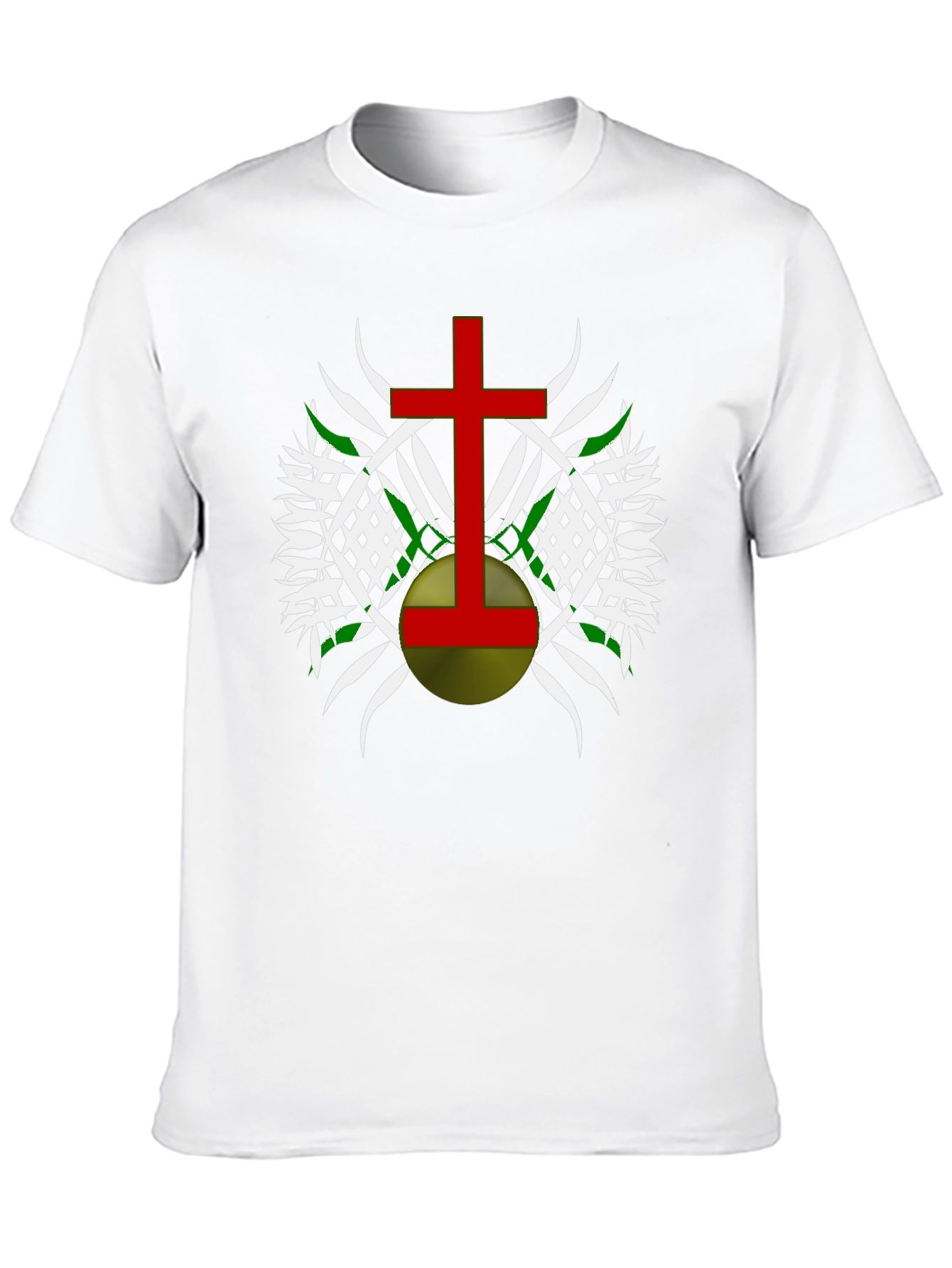 Black Graphic Tee - Red Cross Design on Black Cotton view 10