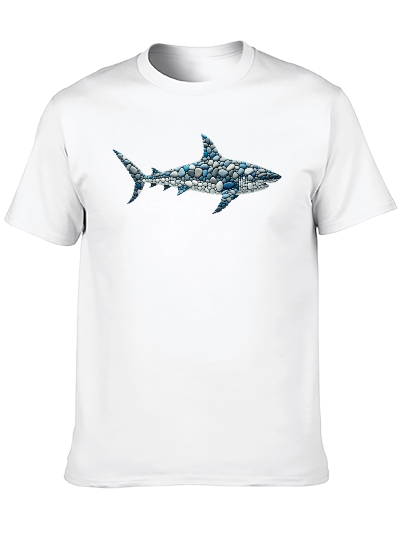 Black Men's Shark Pebble Art T-Shirt - Unique Ocean Design view 10