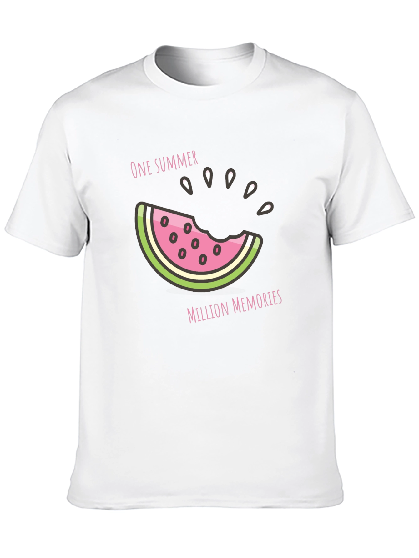 Black Summer Watermelon Graphic Tee - Black Cotton T-Shirt view 10