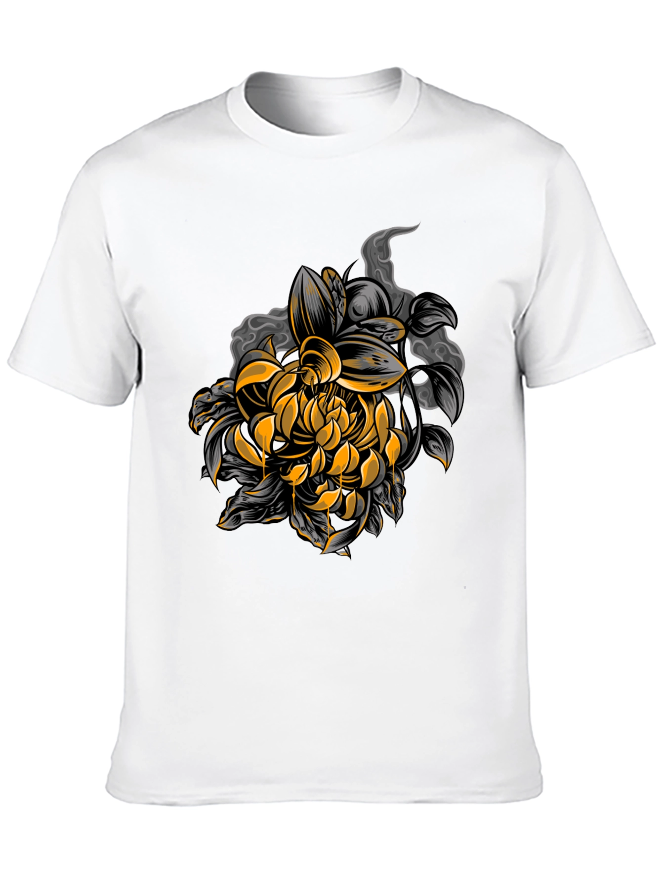 Black Chrysanthemum Graphic Black Tee view 10