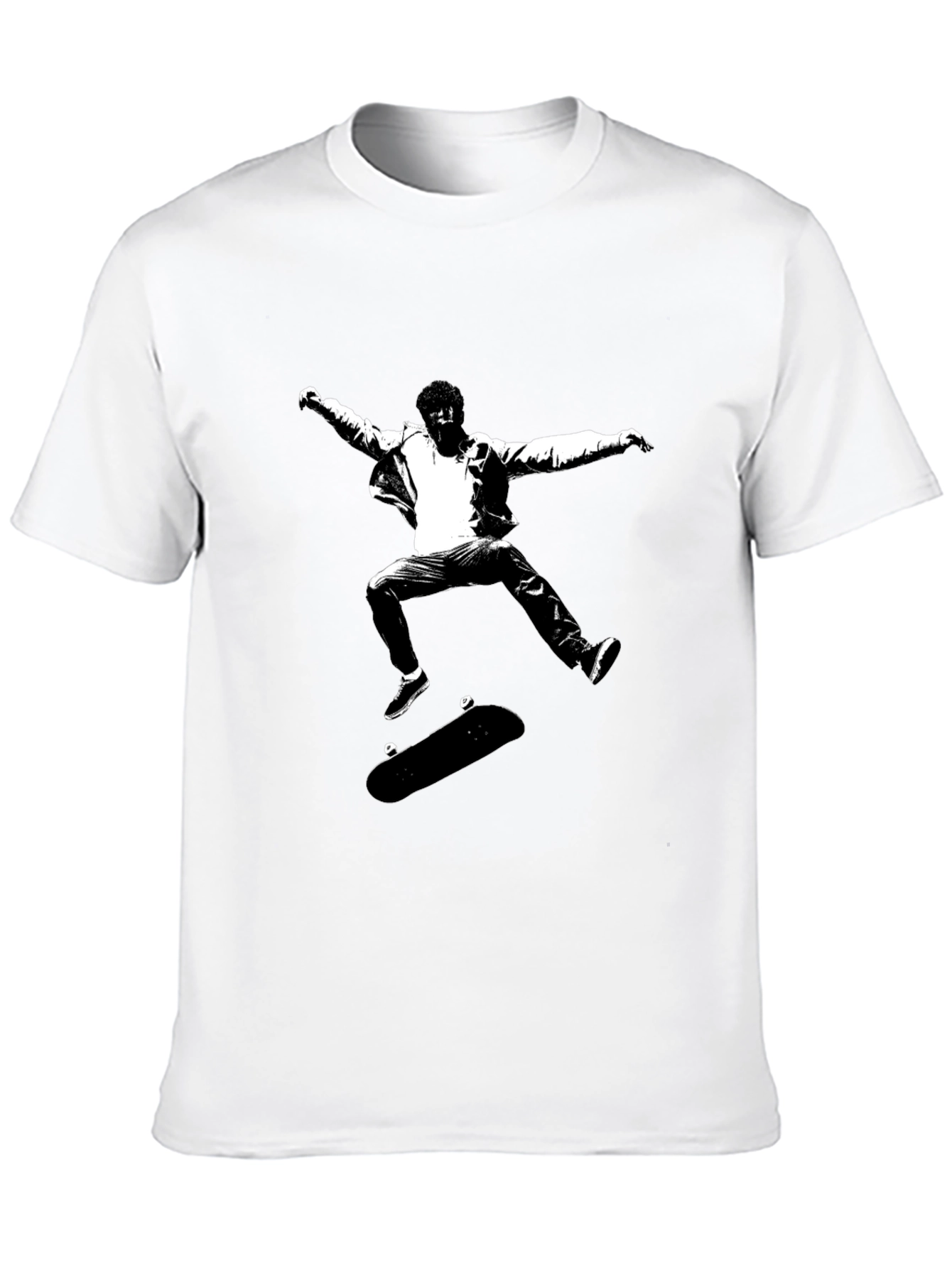 Black Skateboarding Graphic Tee - Black Cotton view 10