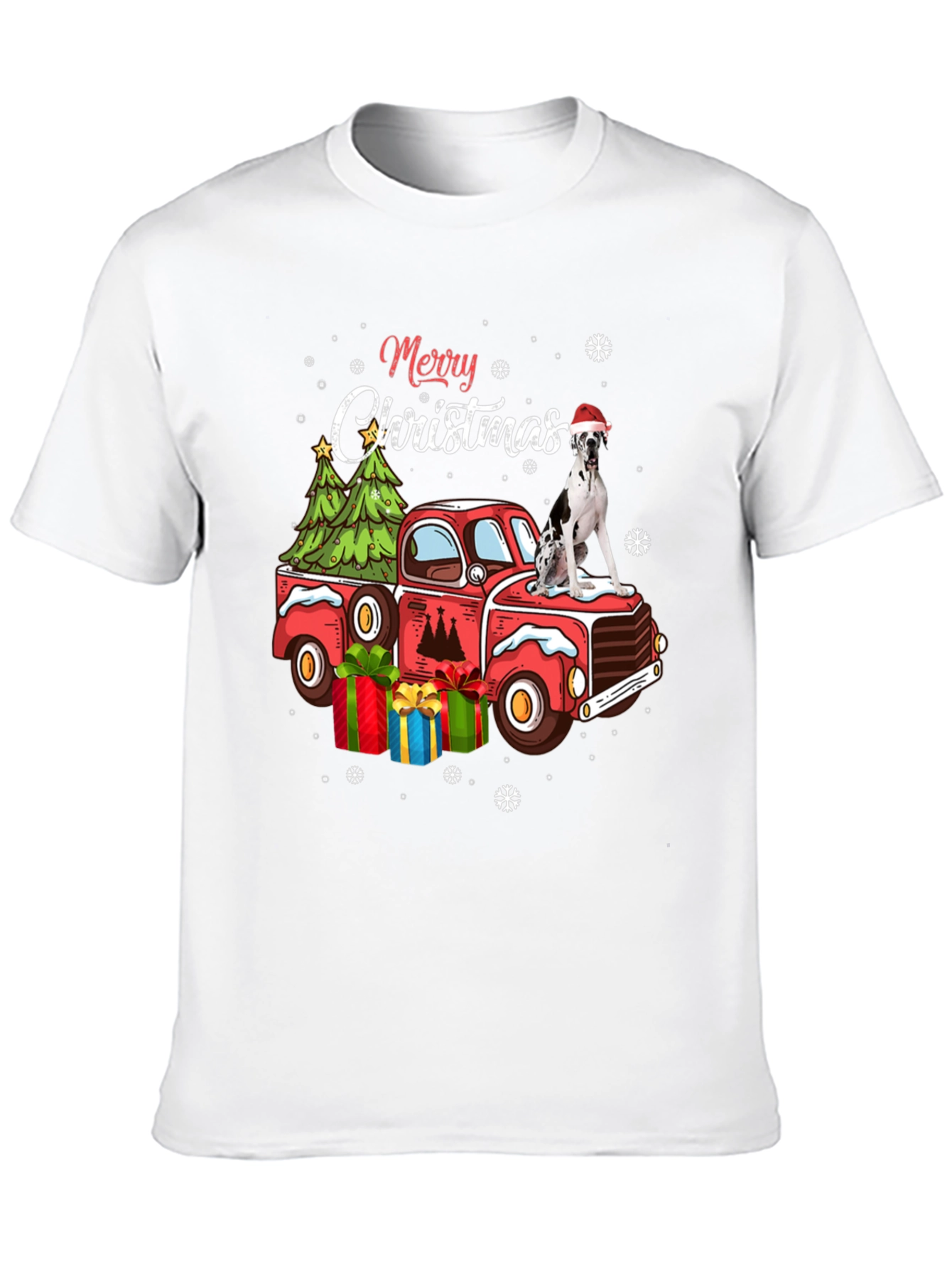 Black Merry Christmas Dog Truck T-Shirt view 10