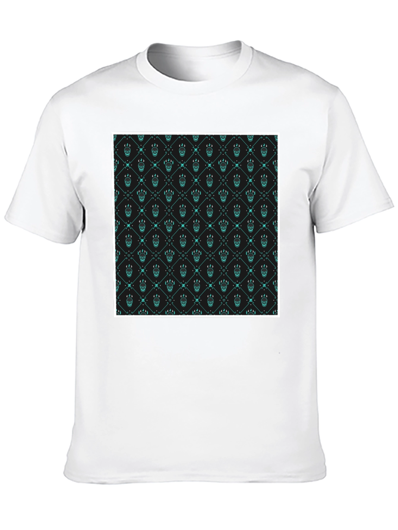 Black Patterned Graphic Print Crew Neck T-Shirt view 10