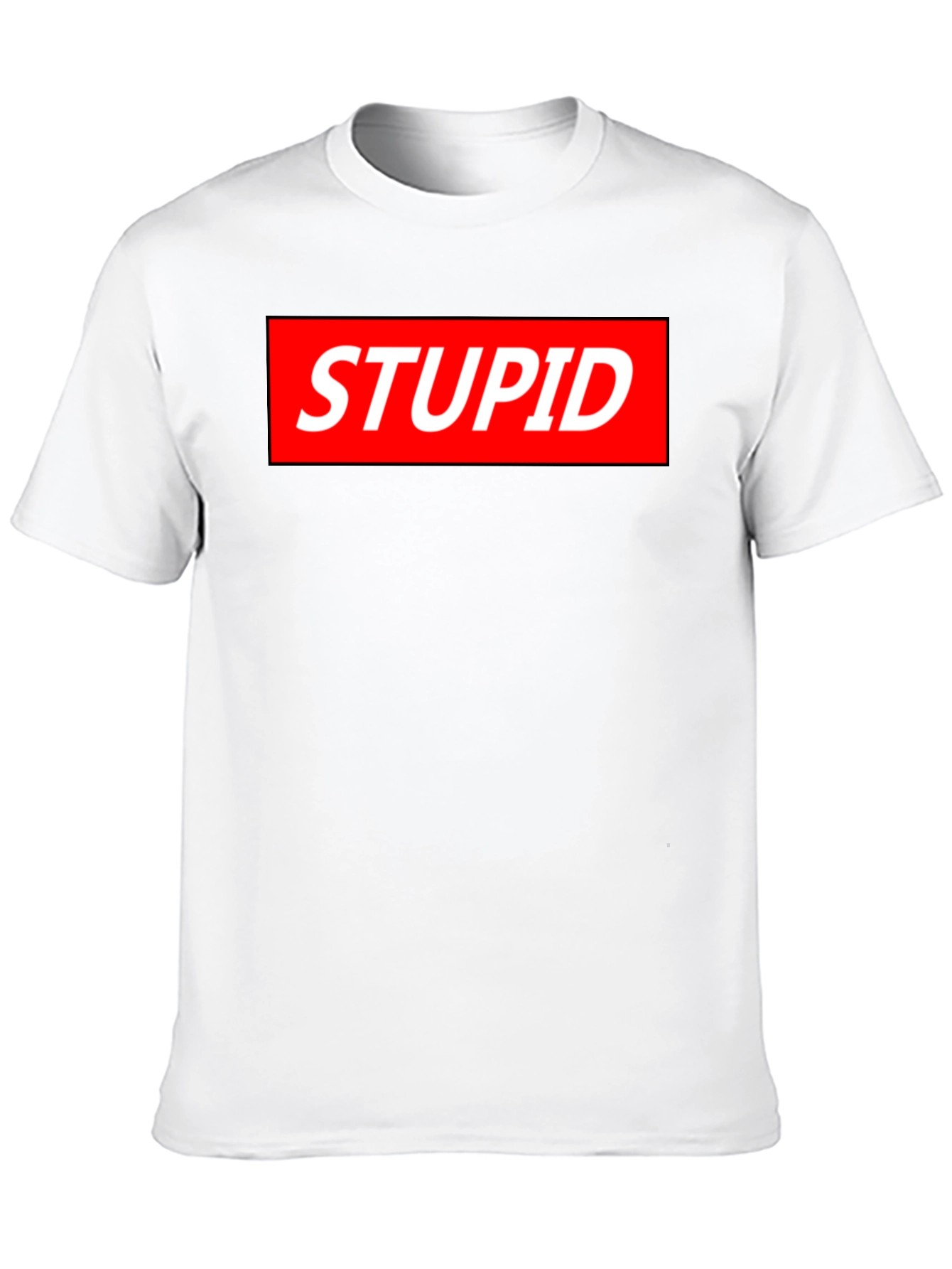 Black Statement Tee: Stupid Red Box Logo - Bold Black Shirt view 10