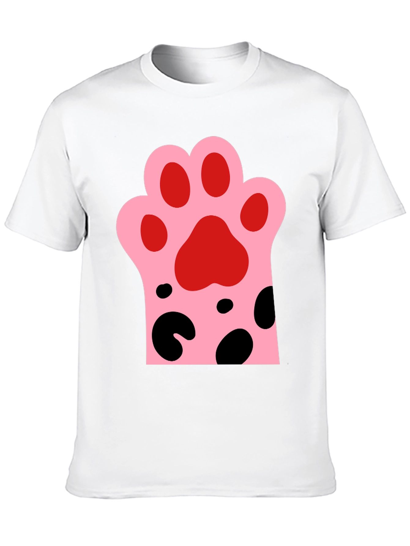 Black Cute Cat Paw Print Black T-Shirt view 10